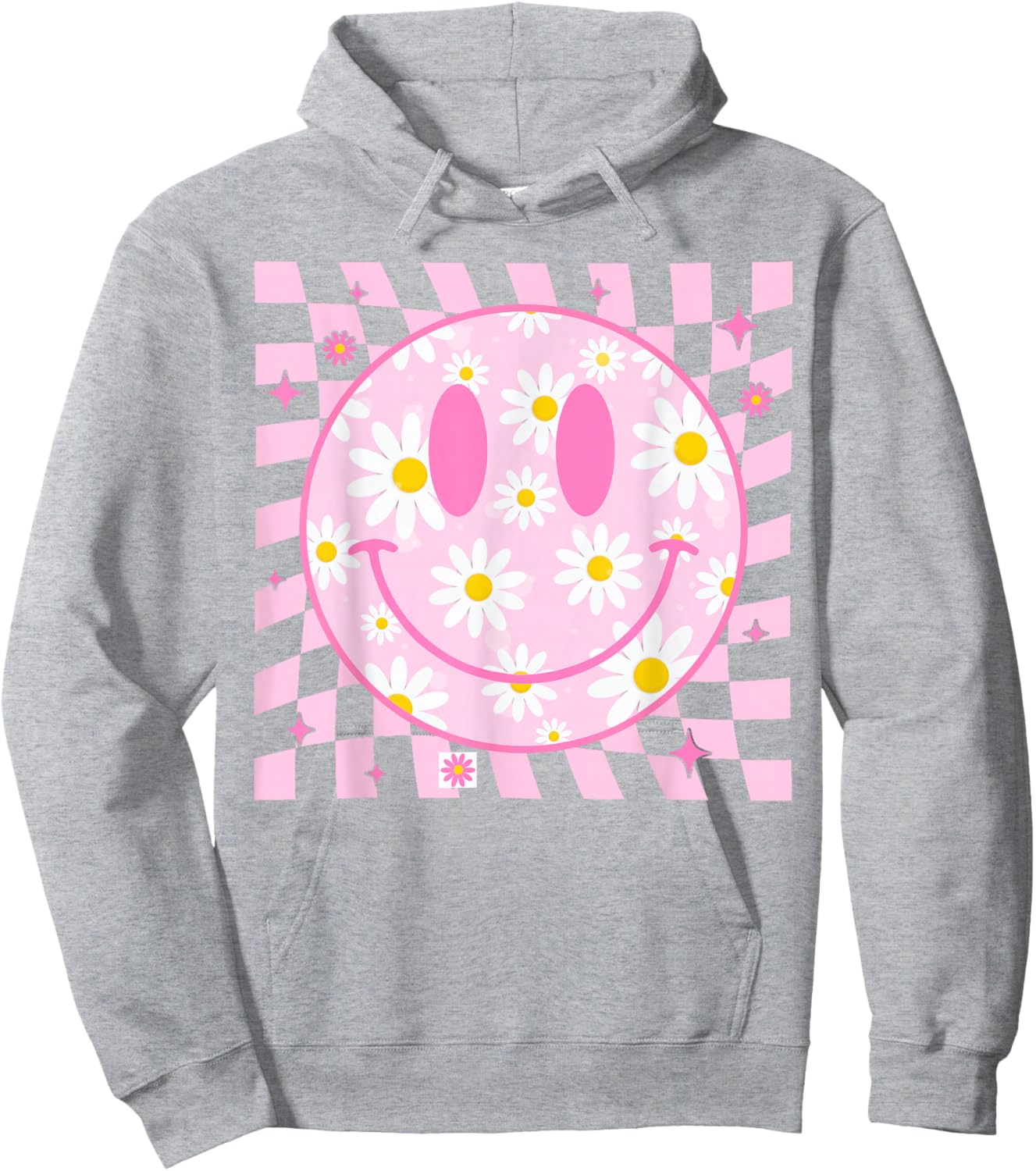 Happy Face Daisy Flower Shirt Preppy Aesthetic Smile Face Hoodie - Hoodie | Ash