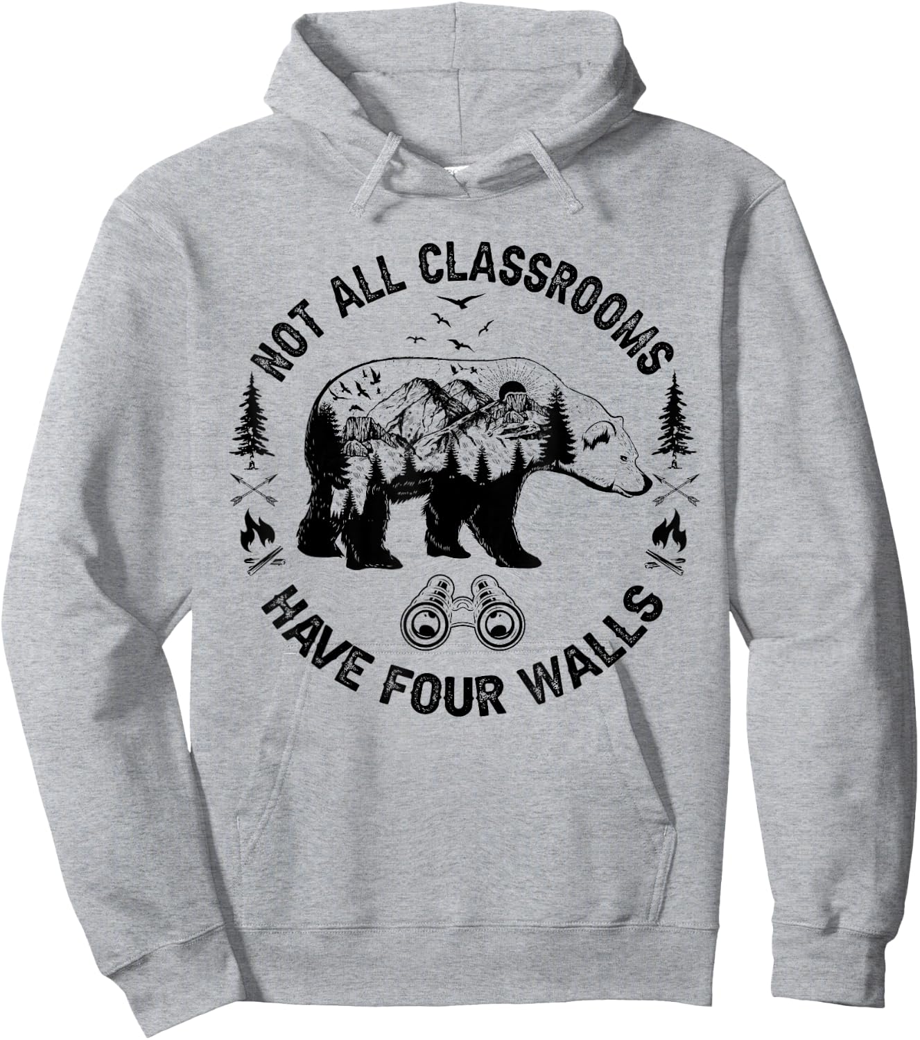 Not All Classrooms Have Four Walls Adventure bear Homeschool Hoodie - Hoodie | Ash