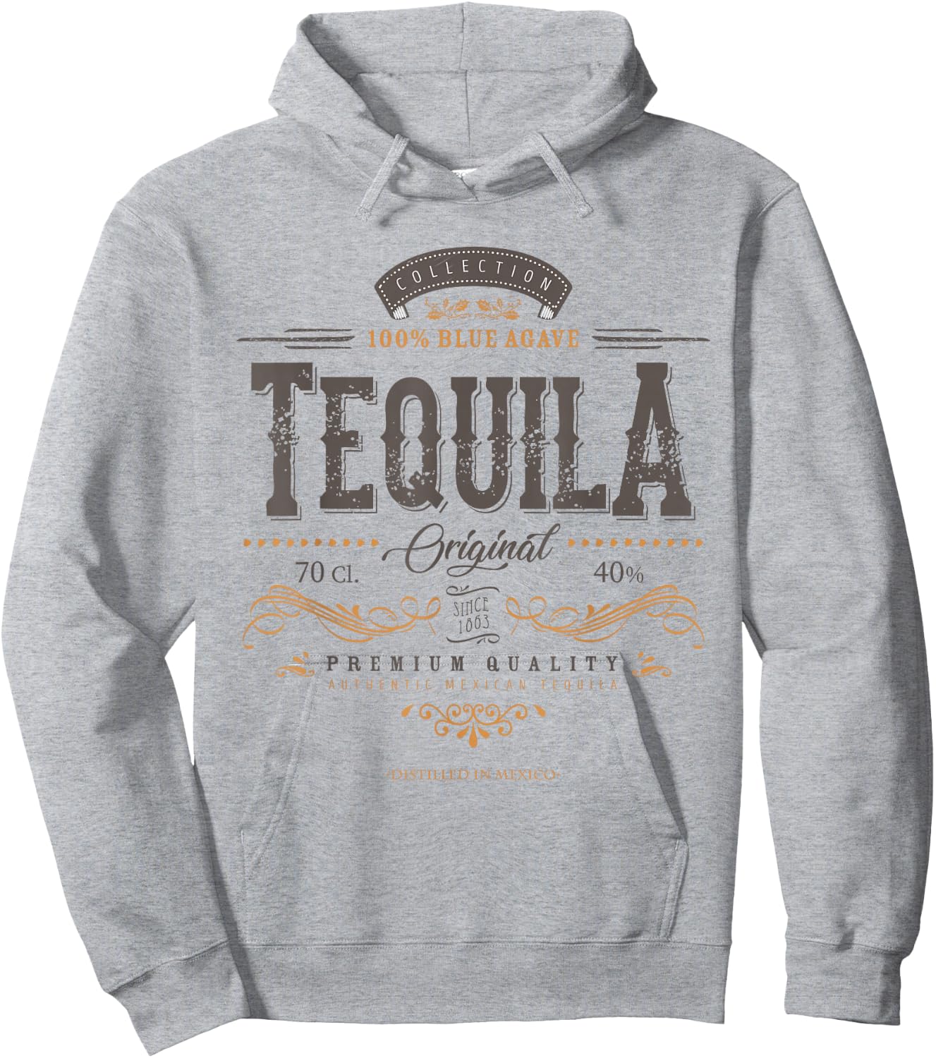 Mexican Tequila Cinco De Mayo Vintage Distressed Labell Hoodie - Hoodie | Ash