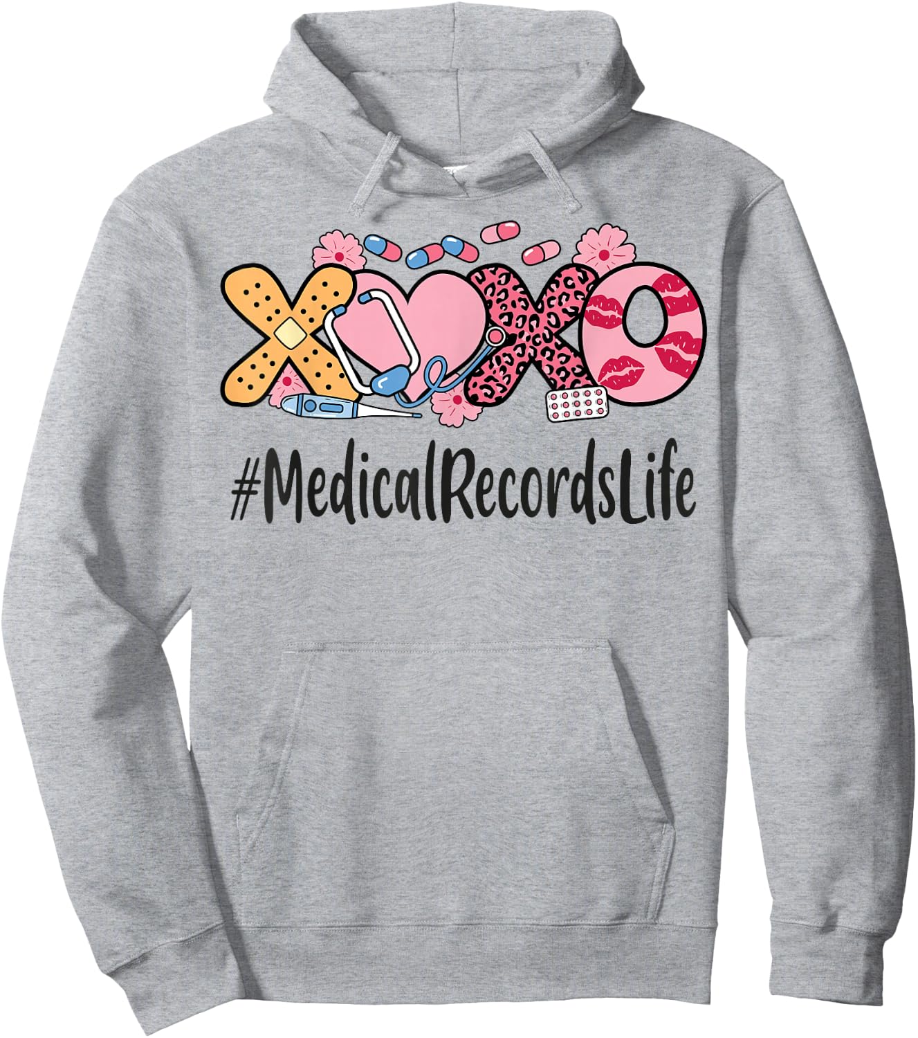 Medical Records Valentines Day Women Heart Stethoscope Hoodie - Hoodie | Ash