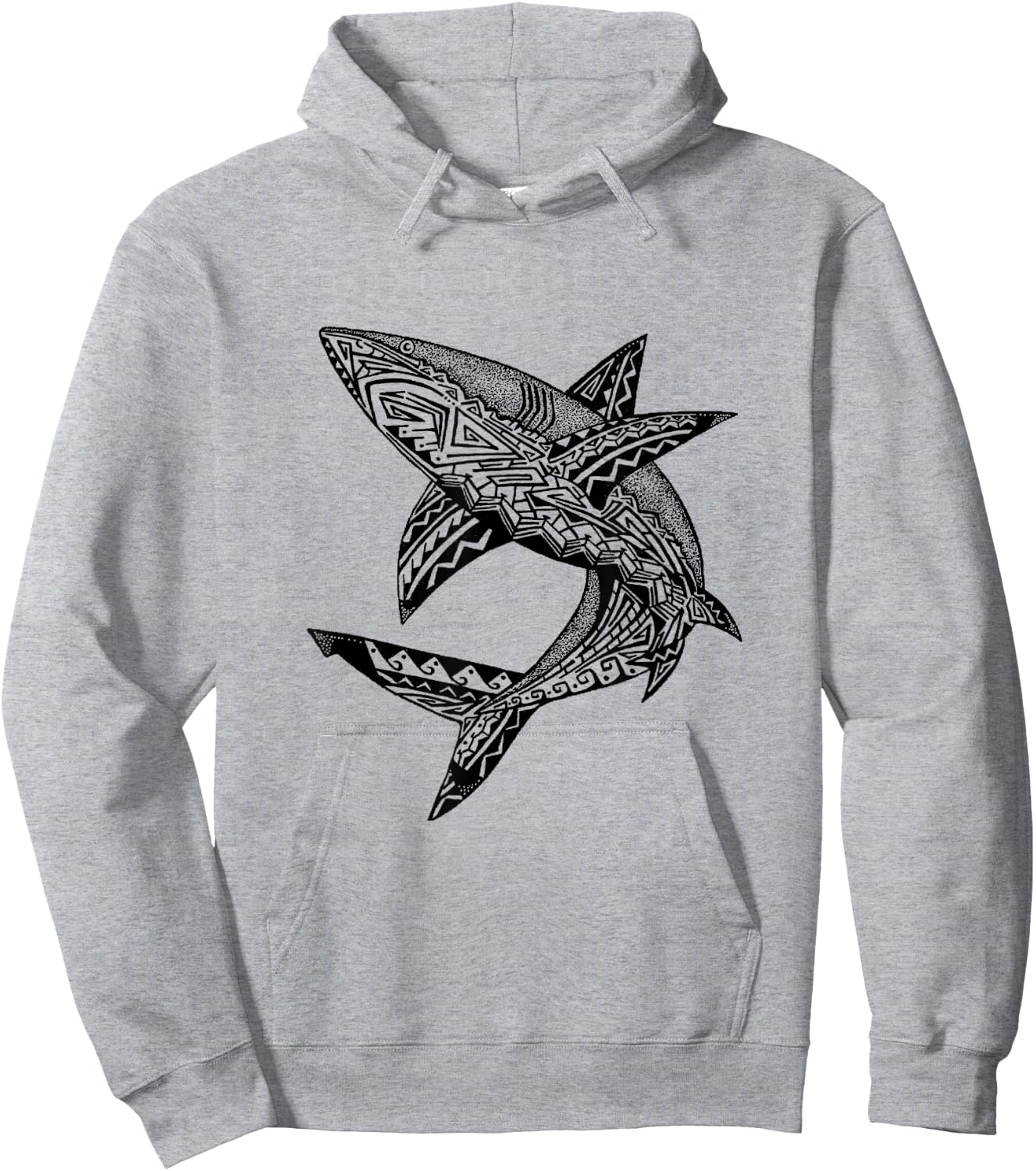 Tribal Shark Hoodie - Hoodie | Ash
