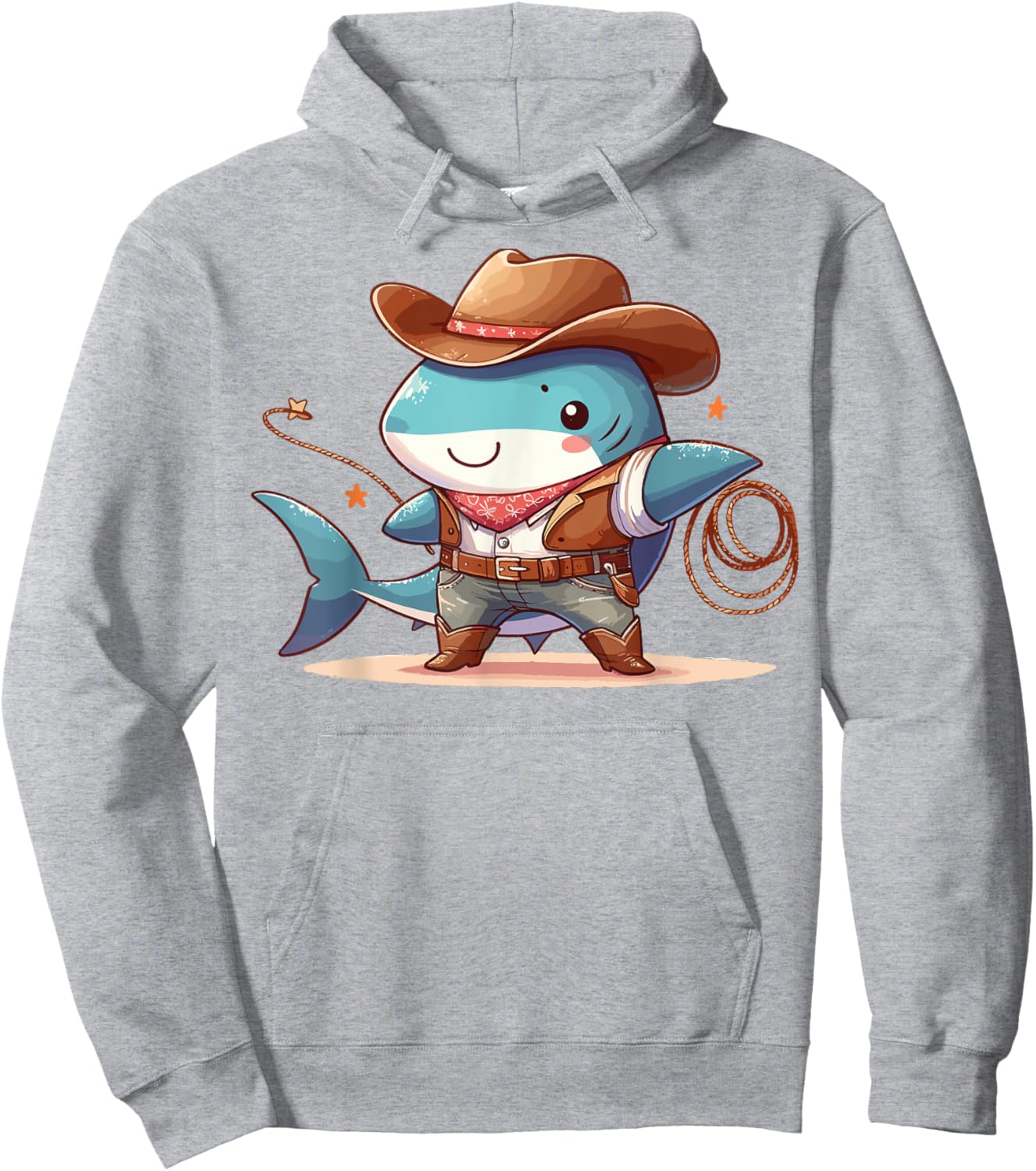 Western Rodeo Cowboy Hat Shark Texas Animals Hoodie - Hoodie | Ash