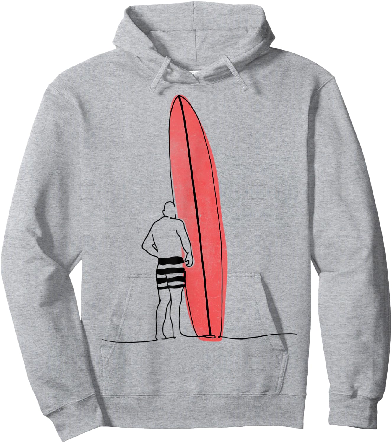 Vintage Minimalist 60s Pipeline Longboard Sunset Surf Hoodie - Hoodie | Ash