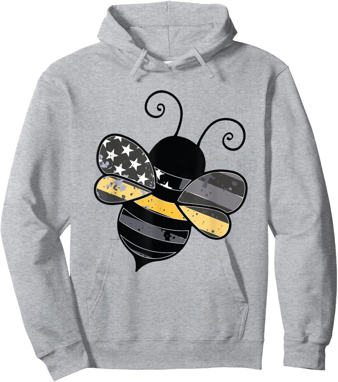 Proud Thin Gold Line Bumble Bee Patriotic 911 Dispatcher Hoodie - Hoodie | Ash