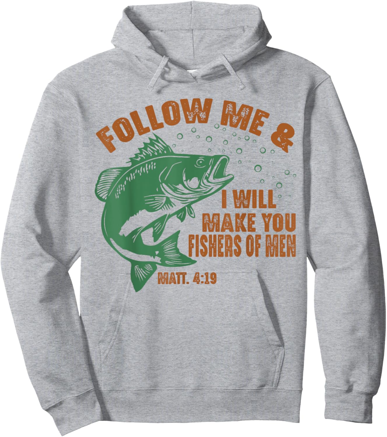 Follow Me and I Will Make You Fishers of Men Retro Fishing Hoodie - Hoodie | Ash