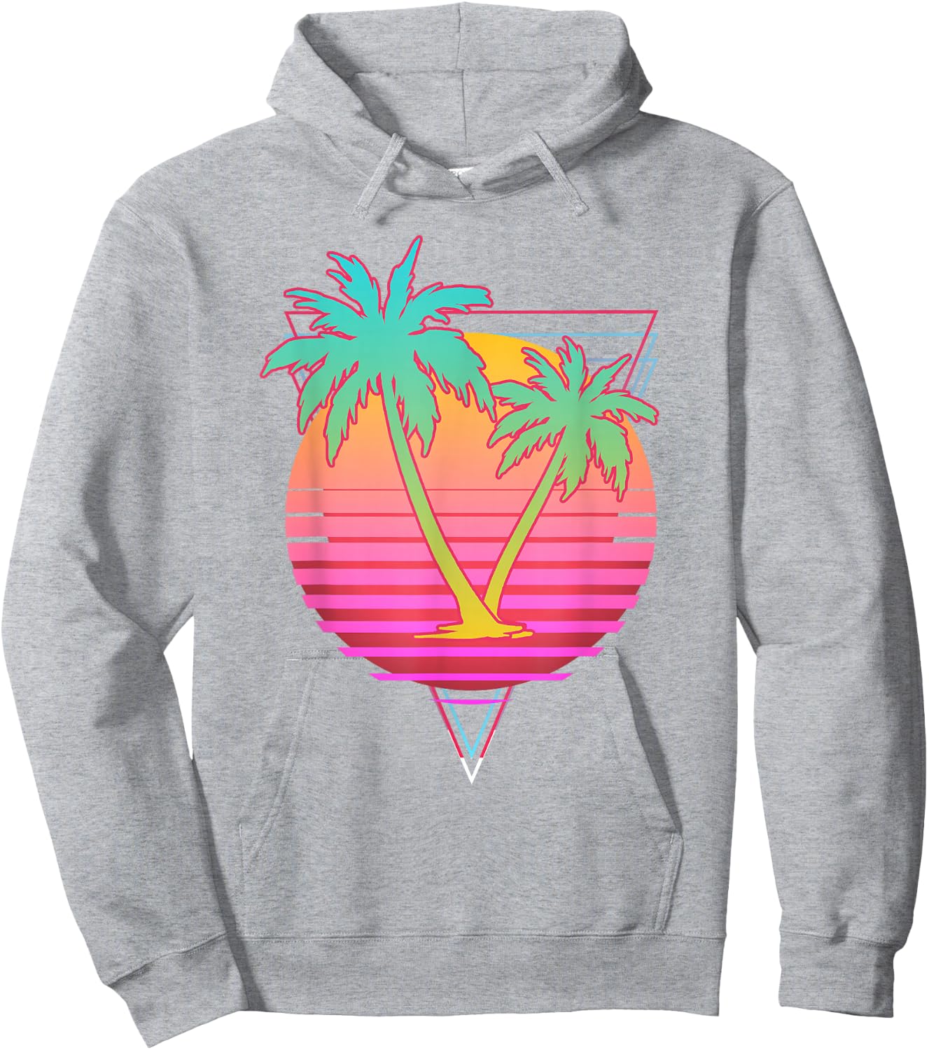 Retro Art 1980s Synthwave Sunset Vaporwave Hoodie - Hoodie | Ash