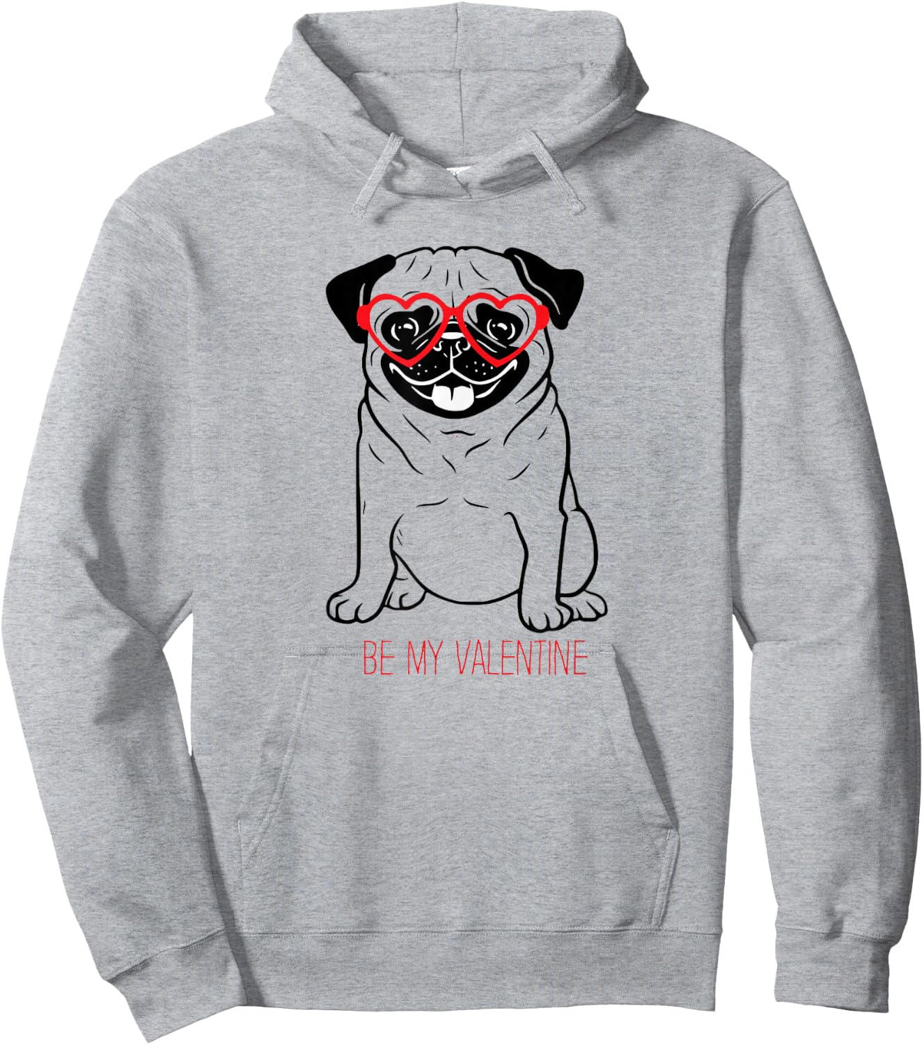 Pug is my Valentine's greeting with red glasses for girls Hoodie - Hoodie | Ash