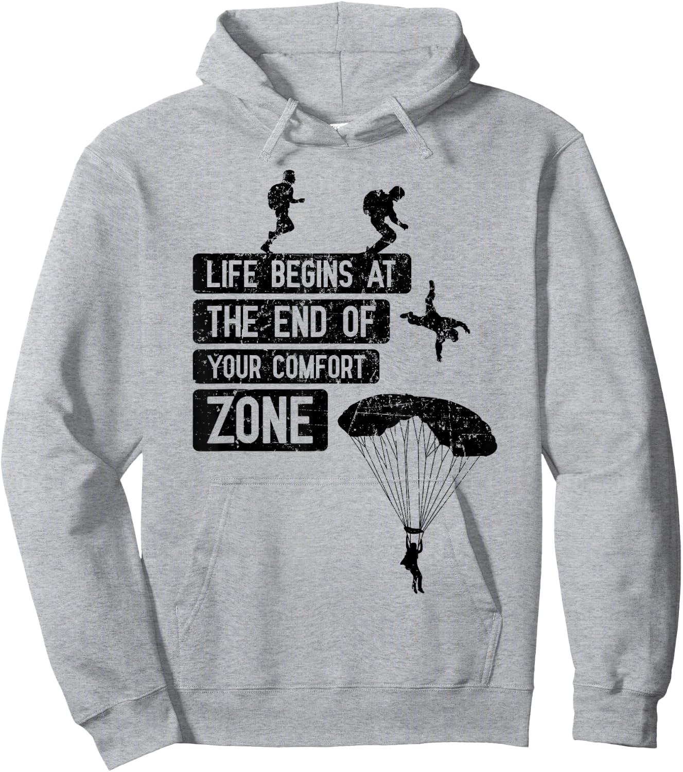 Skydiving Saying End of Your Comfort Zone Cool Skydiver Gift Hoodie - Hoodie | Ash