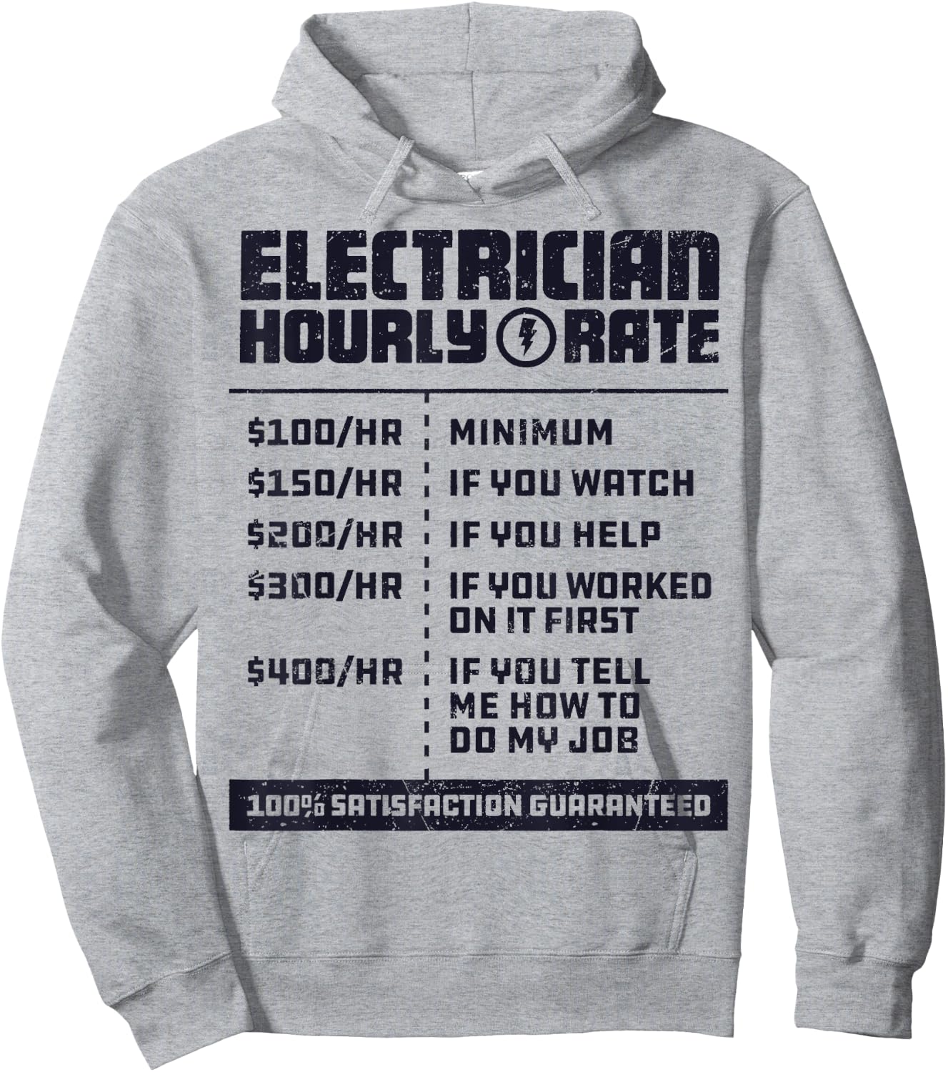 Electrician Hourly Rate Funny Lineman Dad Retro Vintage Men Hoodie - Hoodie | Ash
