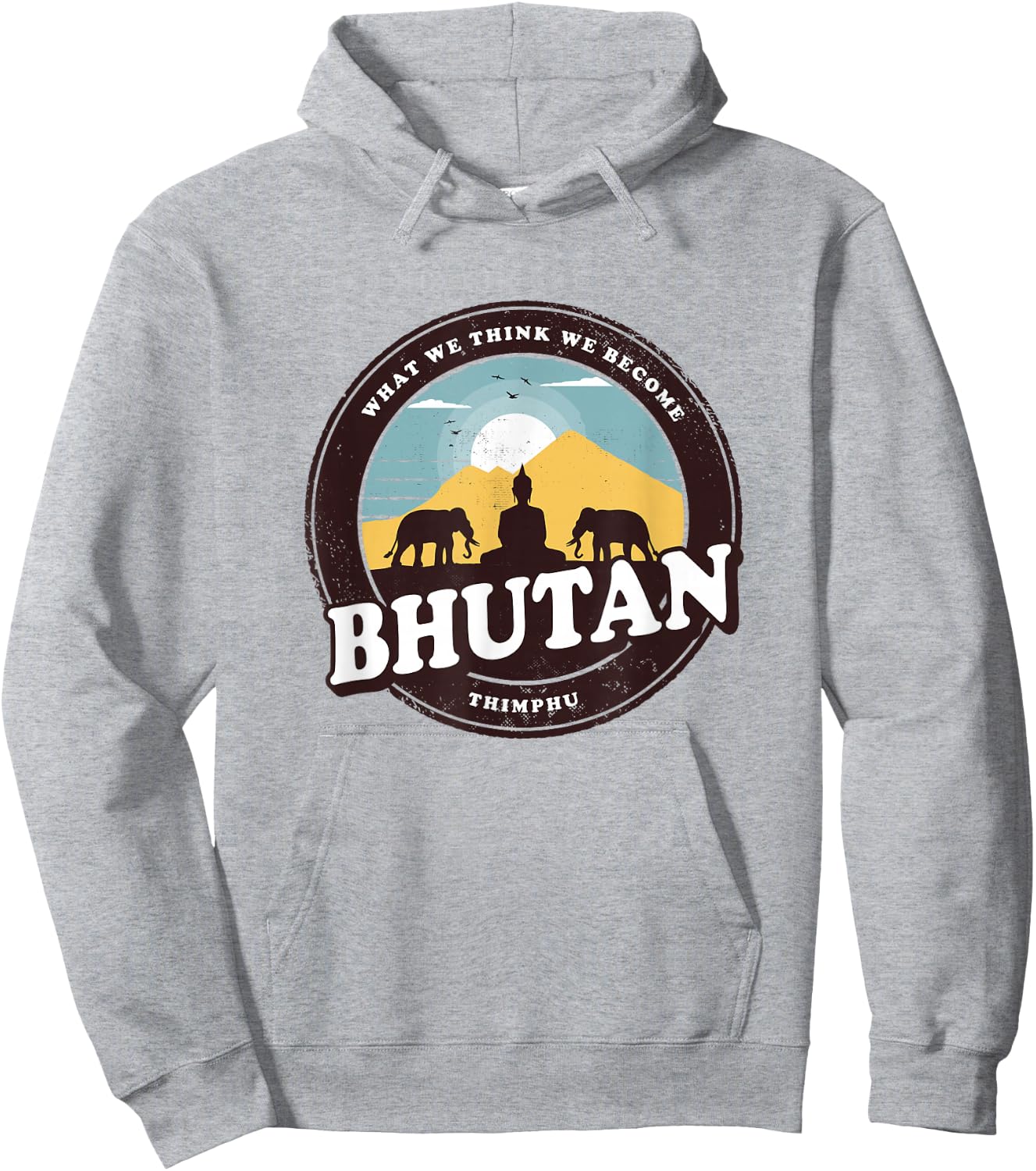 Bhutan Thimphu Vintage Elephant Buddha Figurine Gift Hoodie - Hoodie | Ash