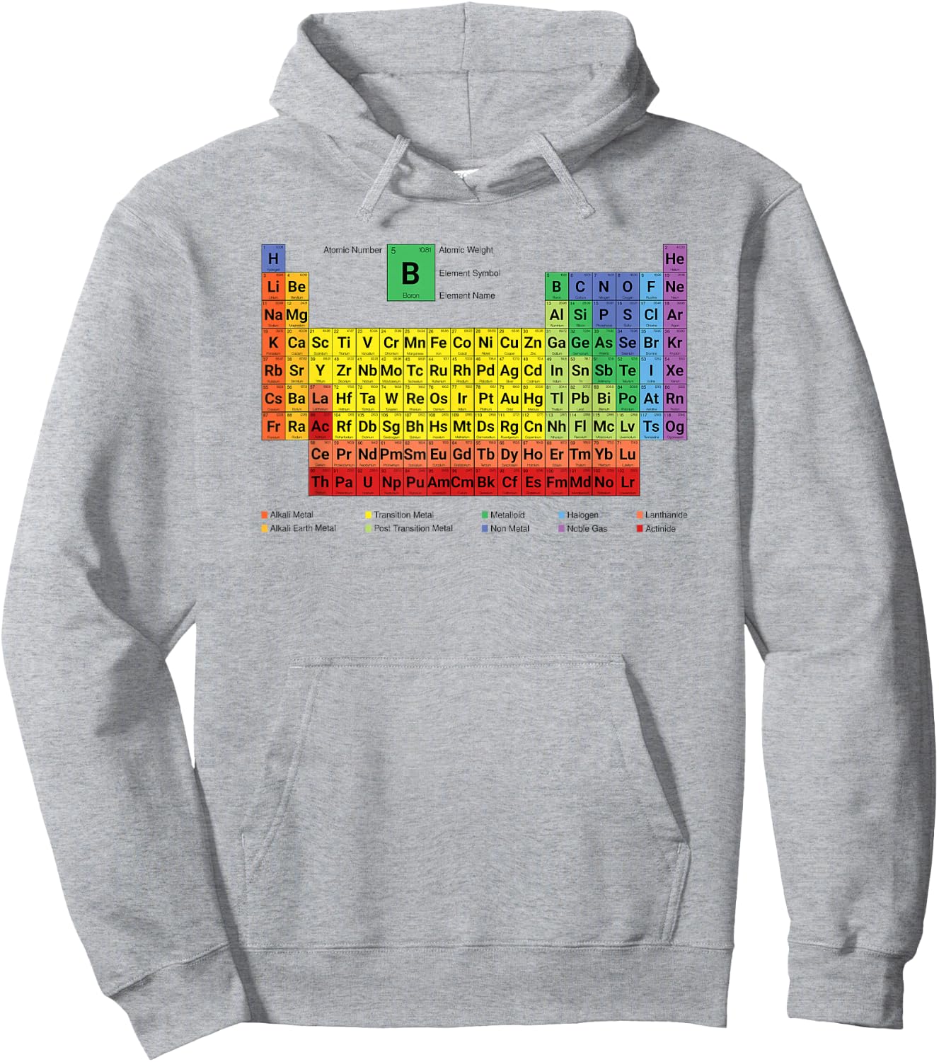 Colorful Periodic Table of Elements with Description Hoodie - Hoodie | Ash