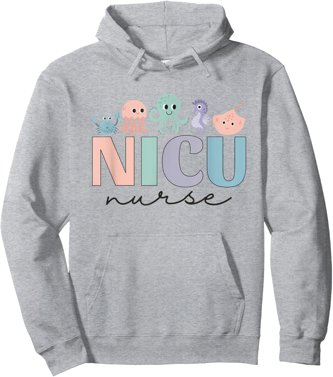 NICU Ocean Sea Animals Neonatal Intensive Care Unit Nurse Hoodie - Hoodie | Ash