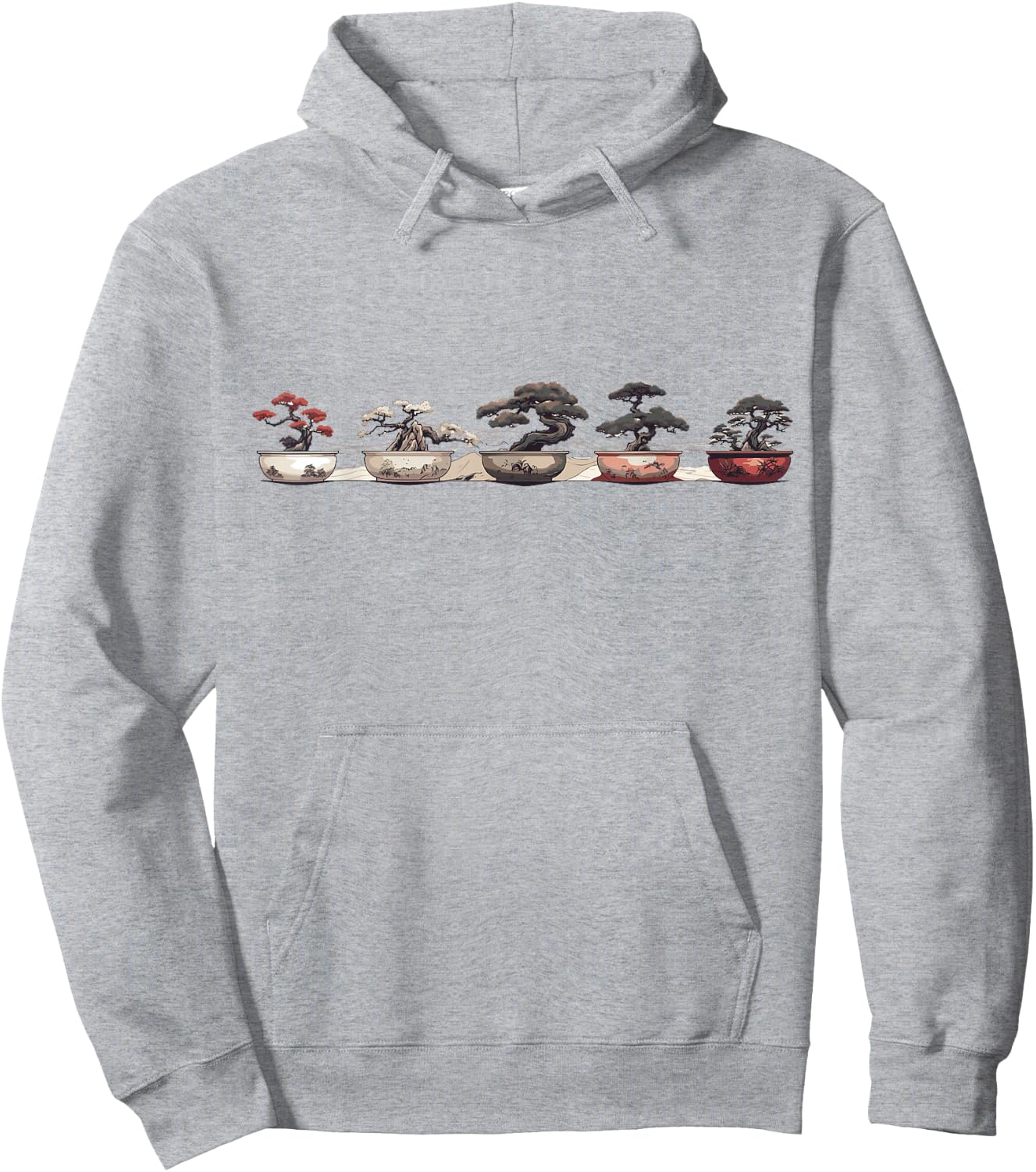 Bonsai Plants Bonsai Tree Accessories Shirts Bonsai Tree - Women's Casual Modern Nature Cartoon Bonsai Theme - White, Small Hoodie - Hoodie | Ash