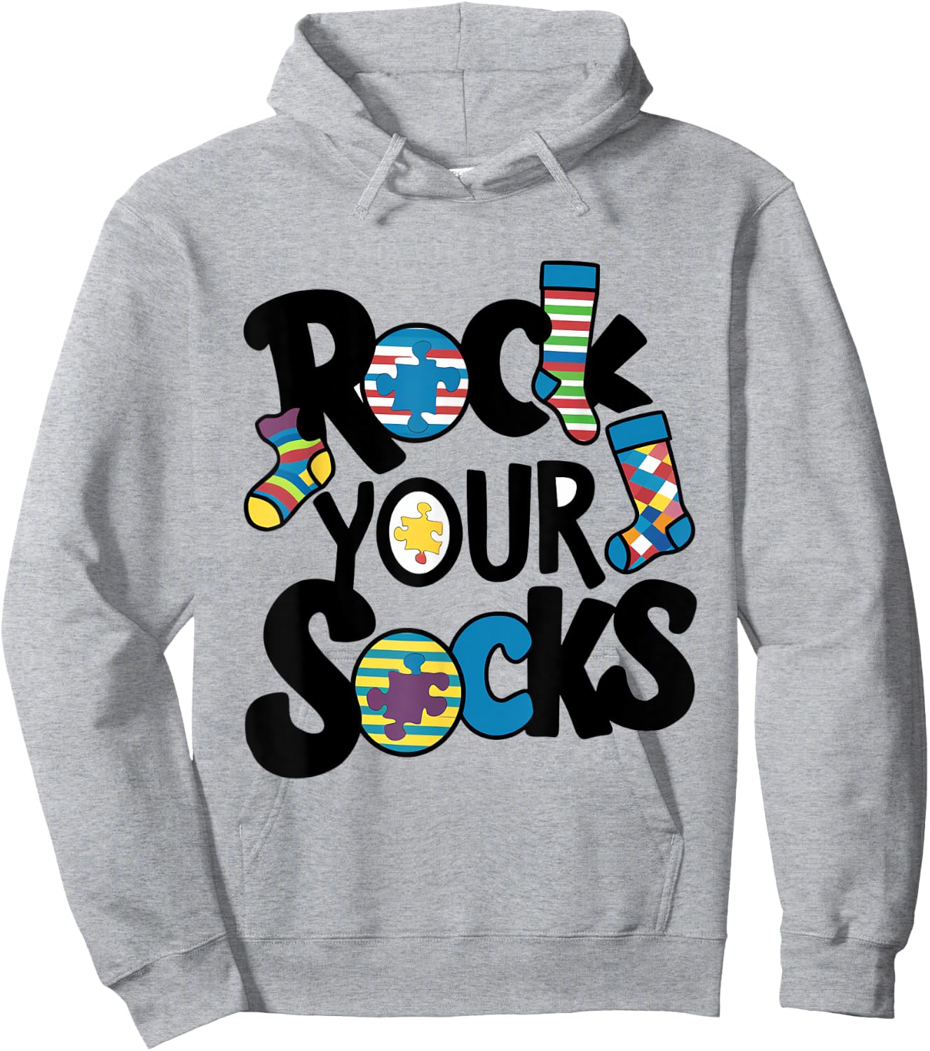 Rock Your Socks Autism Awareness Hoodie - Hoodie | Ash
