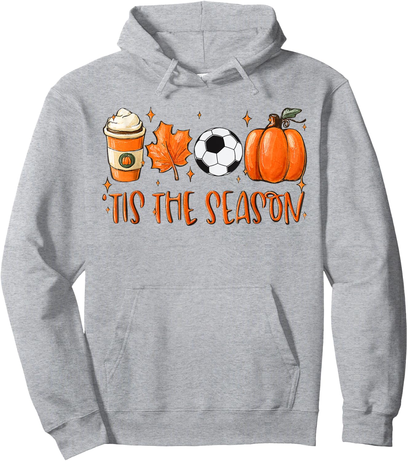 Tis The Season Pumpkin Leaf Latte Autumn Football Hoodie - Hoodie | Ash