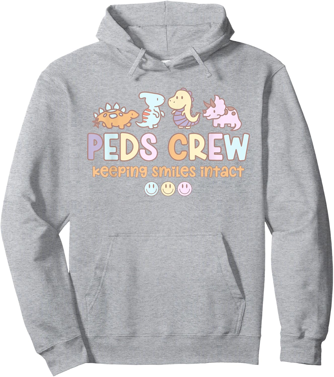 Groovy Peds Team Crew Keeping Smiles Intact Pediatric Nurse Hoodie - Hoodie | Ash