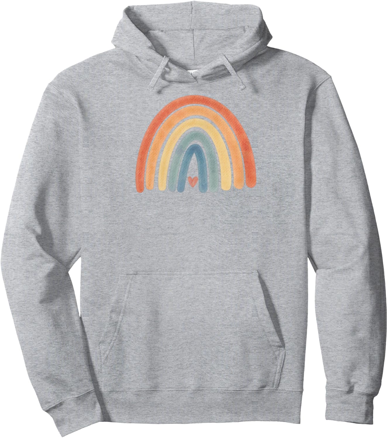 Boho Rainbow Heart Minimal Vintage Retro Stripes - Neutral Hoodie - Hoodie | Ash