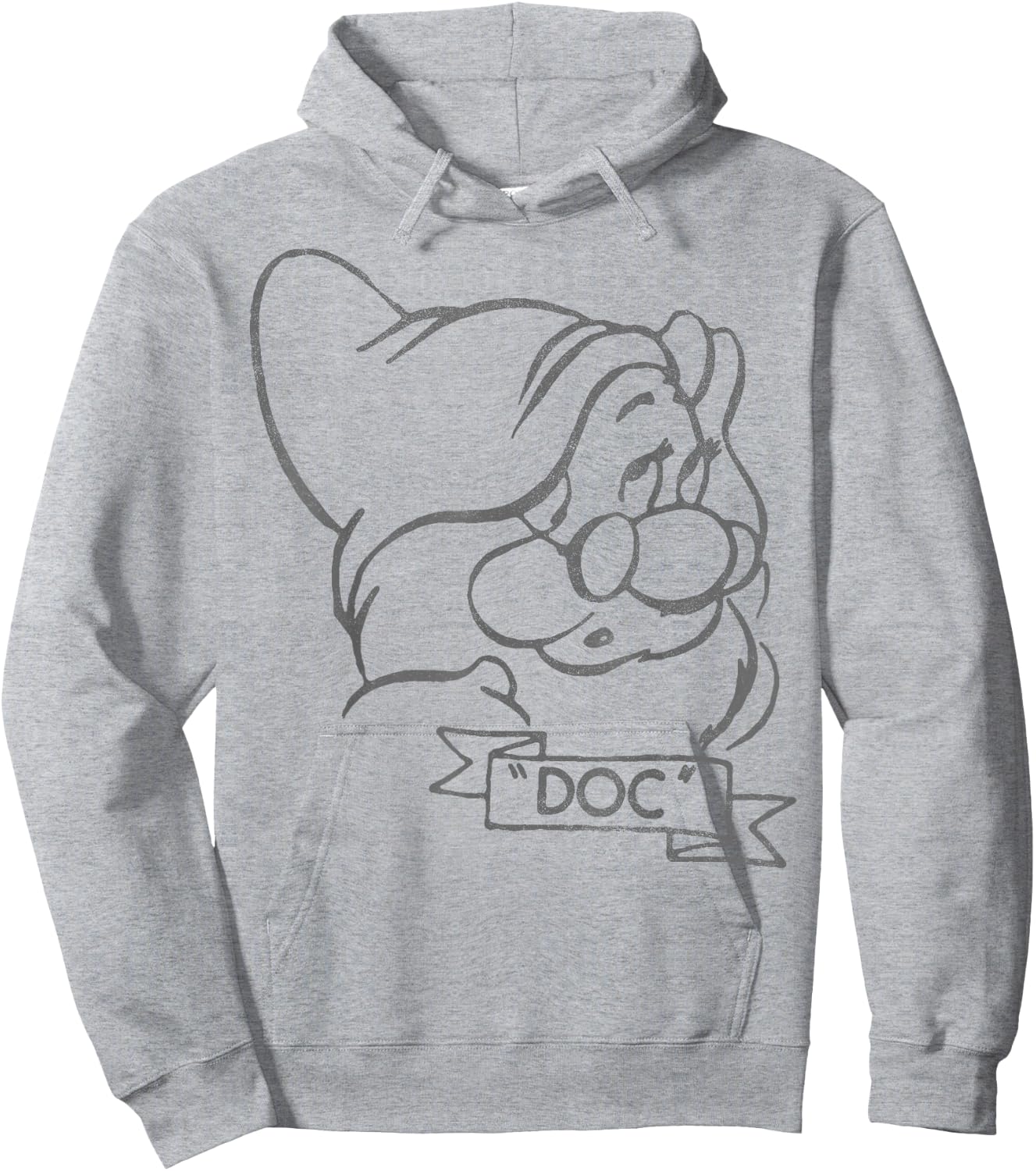 Disney Snow White Doc Line Art Big Face Hoodie - Hoodie | Ash