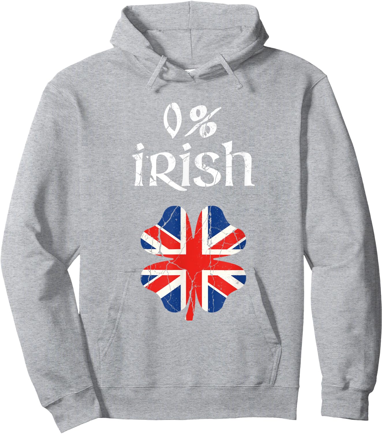 0 Percent Irish British Apparel, St Patricks Day Shamrock Hoodie - Hoodie | Ash