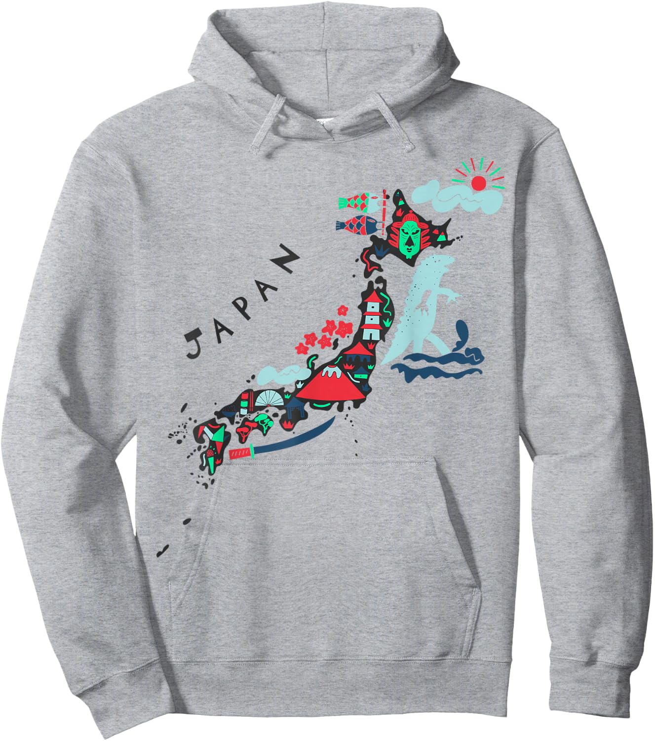 Travel Asia Japan Map Tokyo Japanese Vacation Souvenir Hoodie - Hoodie | Ash