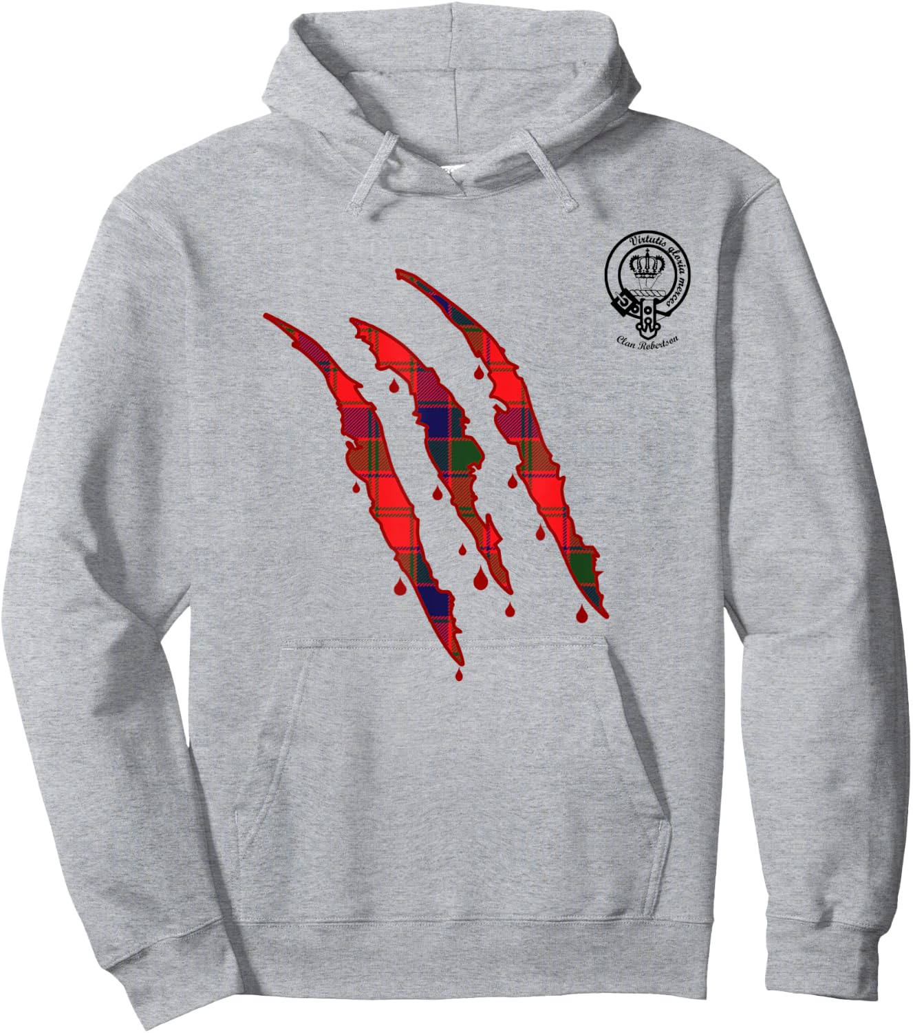 Clan Robertson Claw Marks Surname Tartan Crest Hoodie - Hoodie | Ash