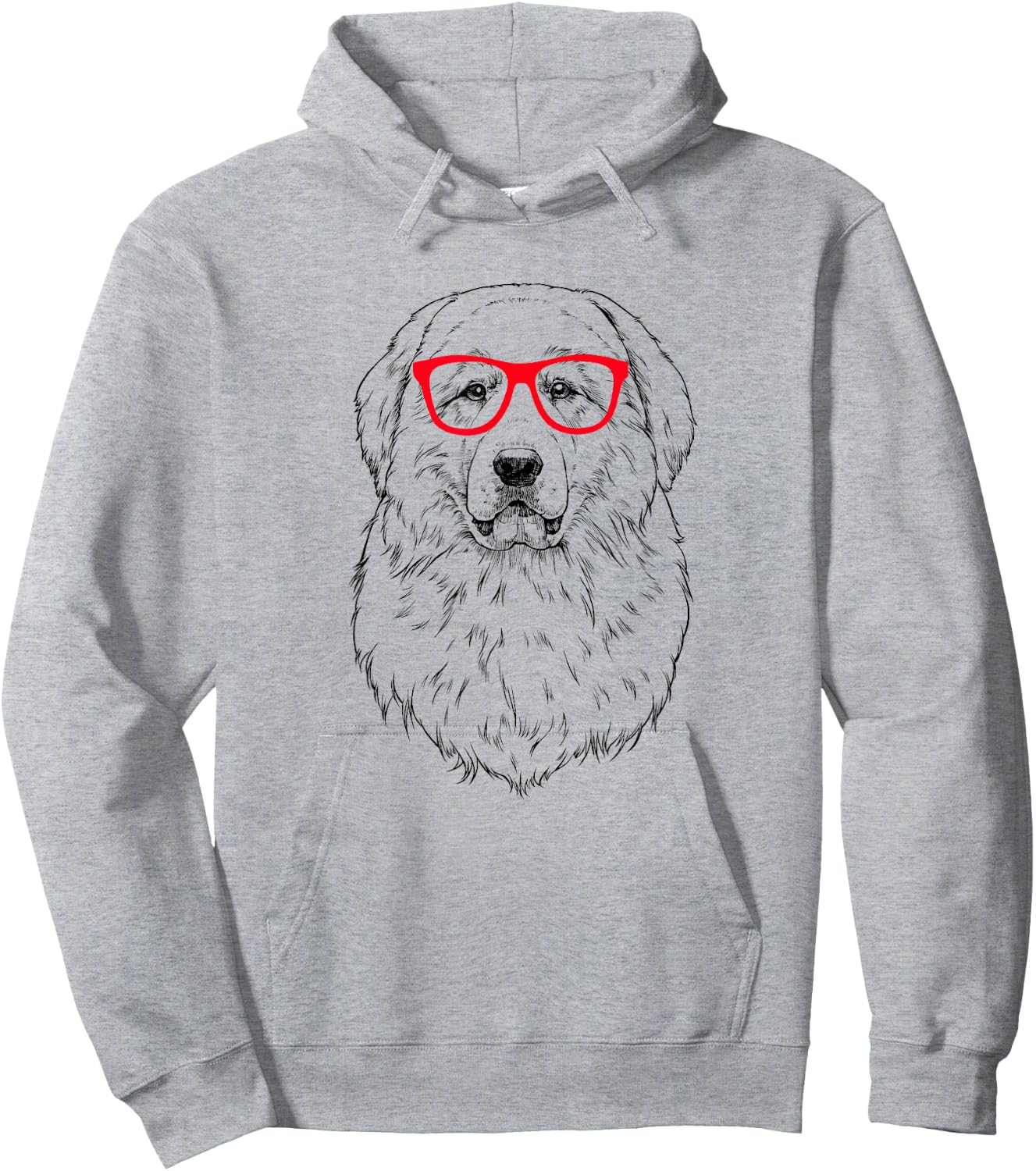 Great Pyrenees in Red Glasses Nerd PYR Dog Men Women Girls Kids Hoodie - Hoodie | Ash
