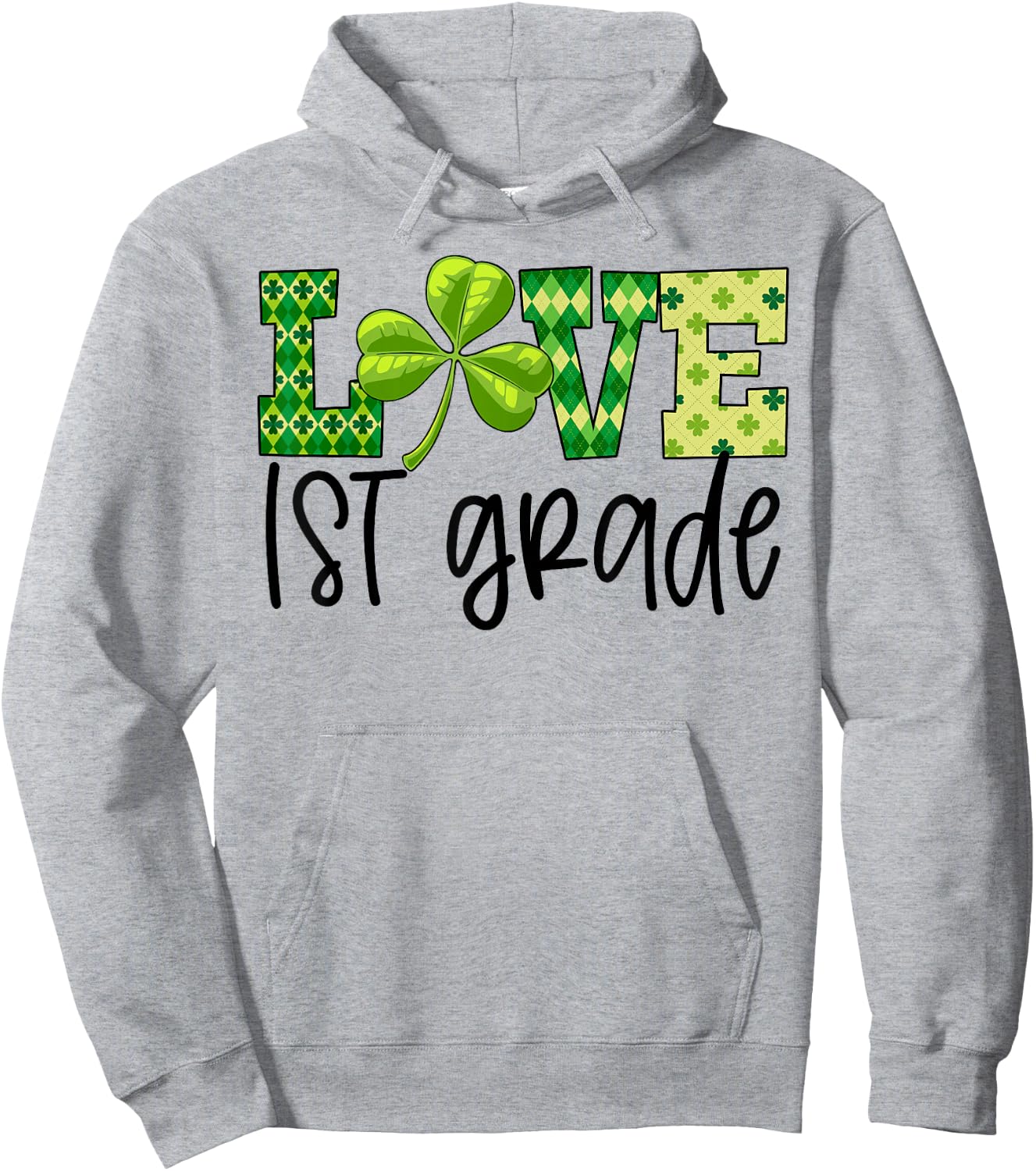 Teacher Love 1st Grade Student Shamrock St Patricks Day Gift Men Women Kids Hoodie - Hoodie | Ash