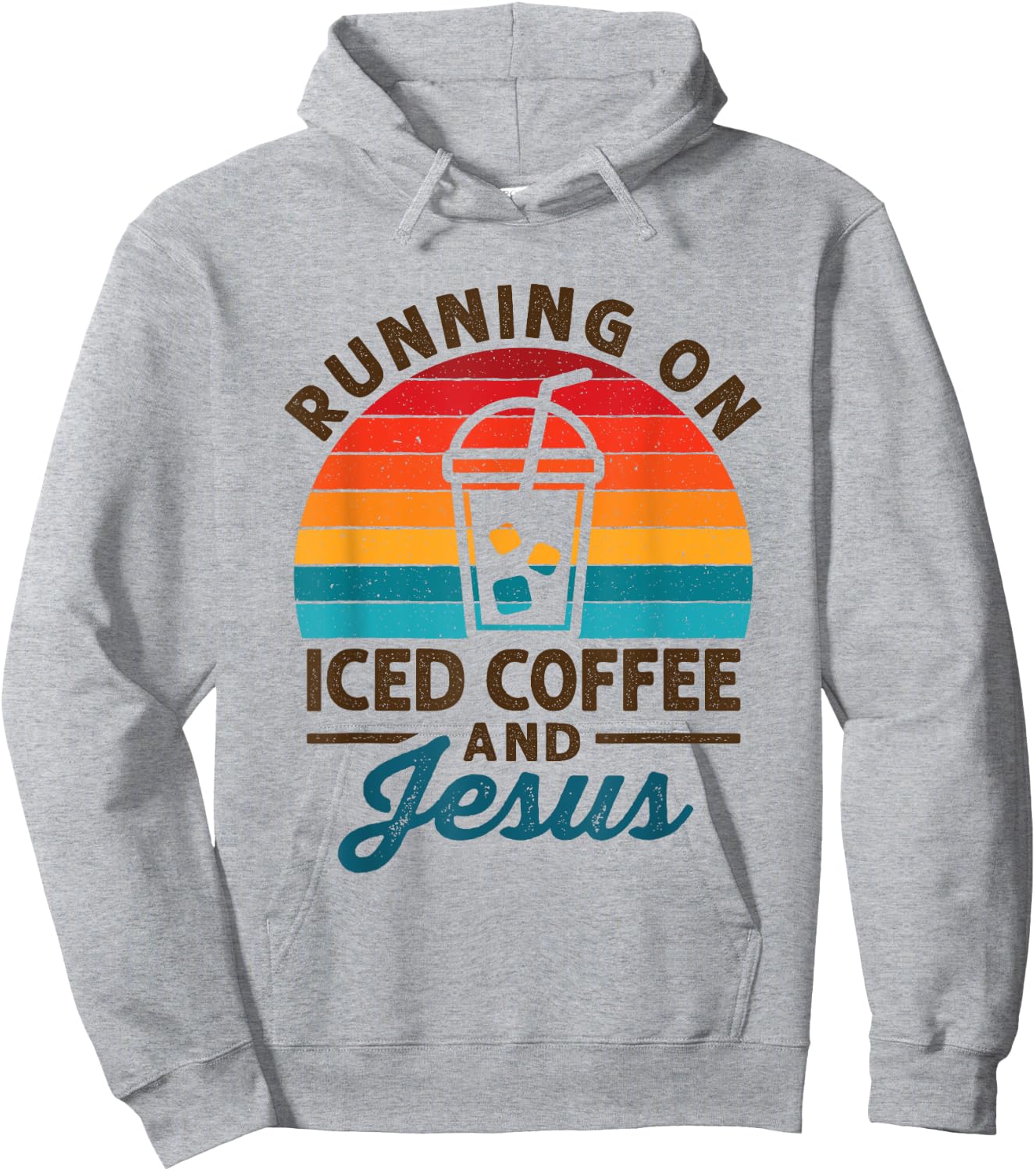 Running on Iced Coffee and Jesus Cold Brew Lover Christian Hoodie - Hoodie | Ash