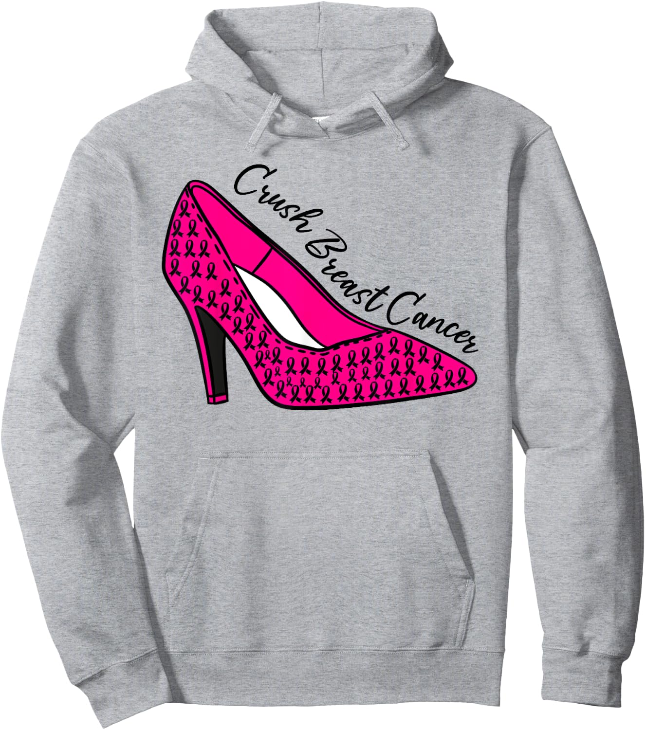 Breast Cancer Awareness Pink High Heels Women Support Funny Hoodie - Hoodie | Ash