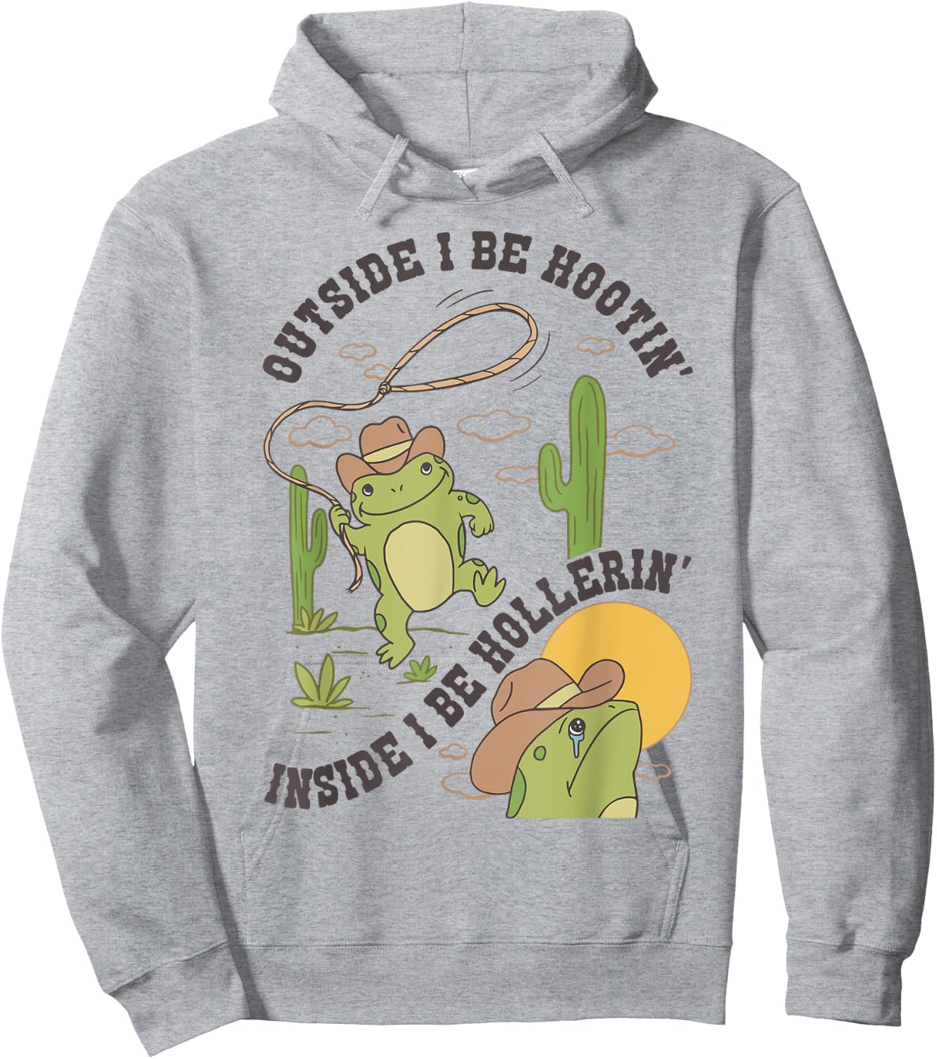 Frog Outside I Be Hootin Inside I Be Hollerin Hoodie - Hoodie | Ash