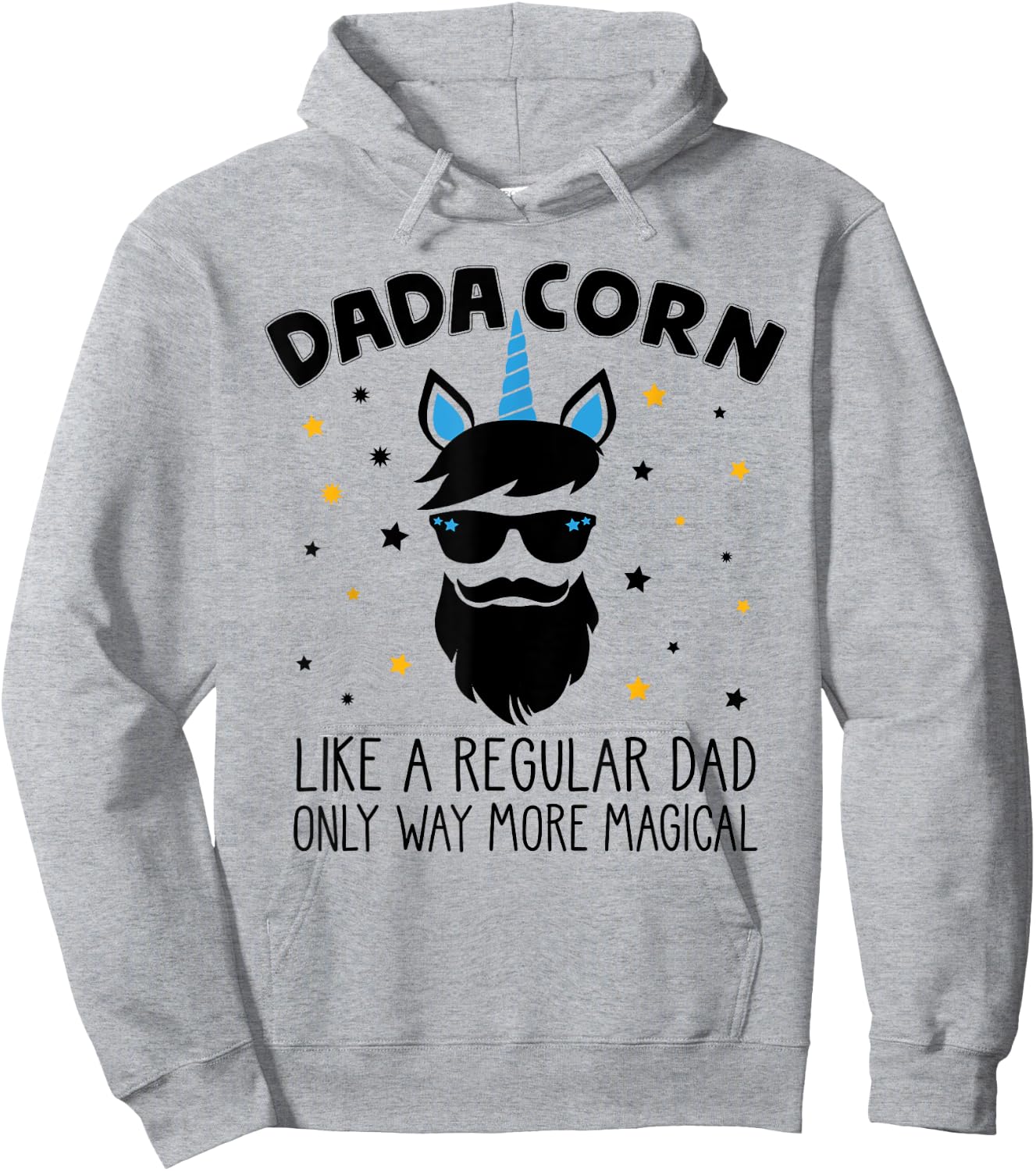 Dadacorn Gift Father's Day Daddy Beard Graphic Dad Unicorn Hoodie - Hoodie | Ash