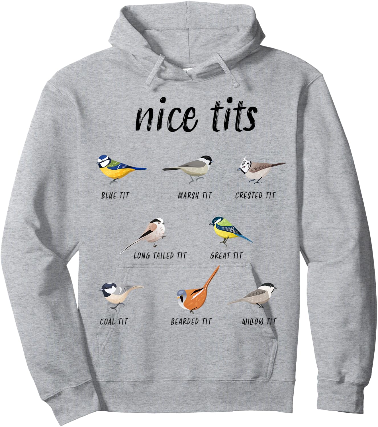 Funny "Nice tits" bird watching Gift Birder Men & Women Hoodie - Hoodie | Ash