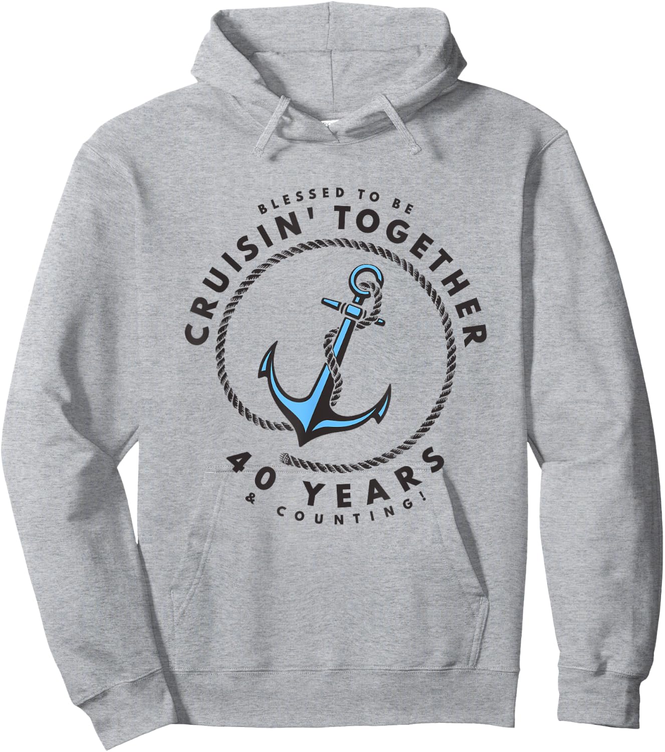 Couples Matching 40th Anniversary Cruise - Boat Anchor Hoodie - Hoodie | Ash