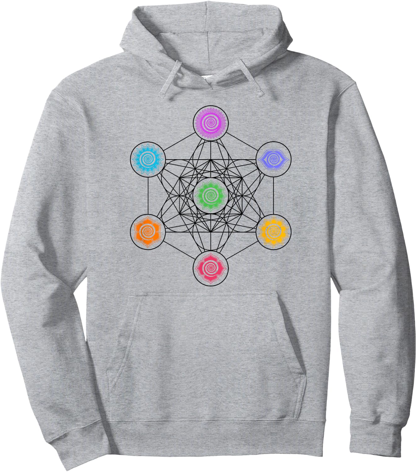 Metatronscube, sacred geometry, chakra, yoga, symbol, 4D Hoodie - Hoodie | Ash