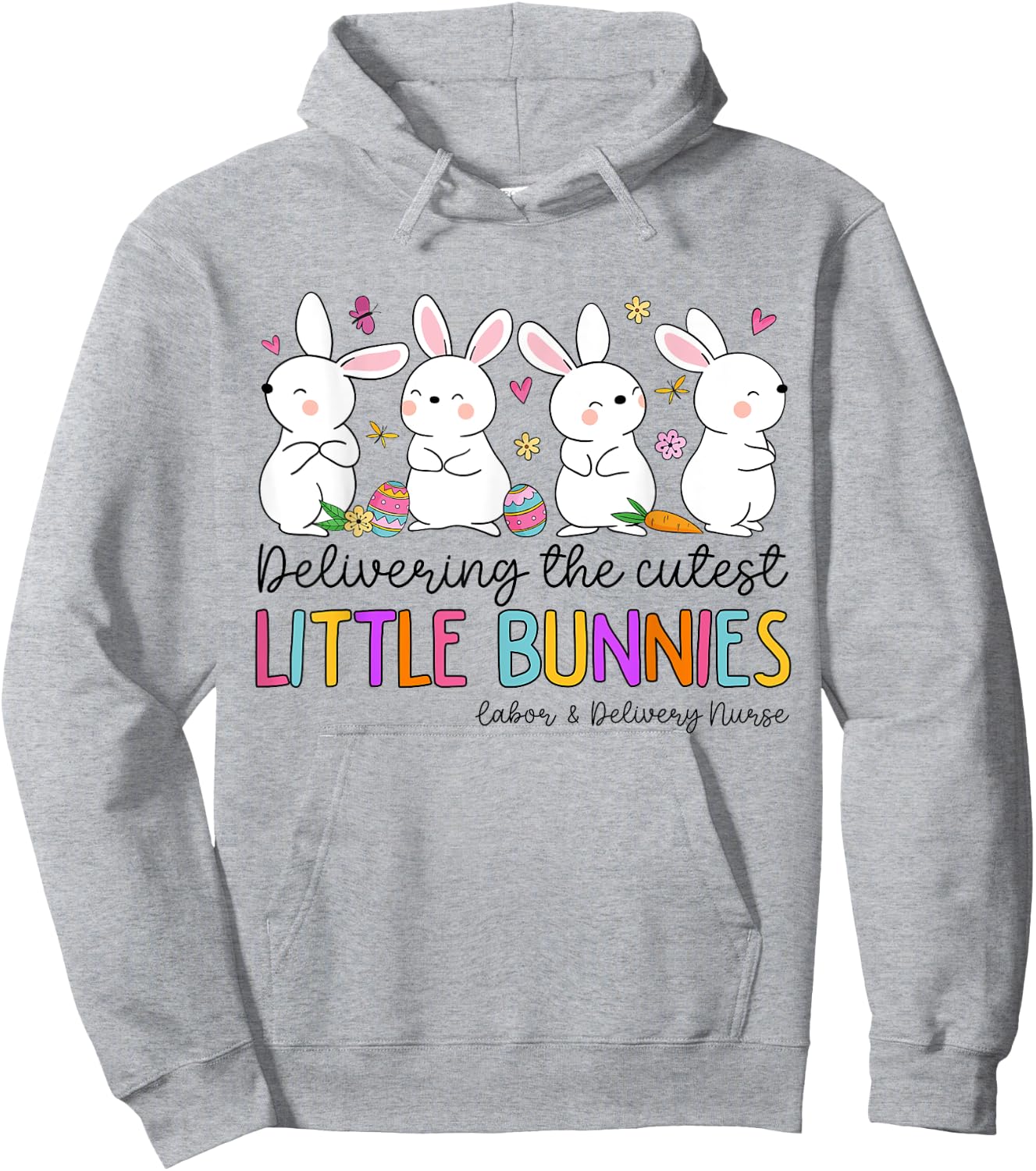 Mother Baby Nurse Snuggle Bunny Delivery Easter L&D Nurse Hoodie - Hoodie | Ash