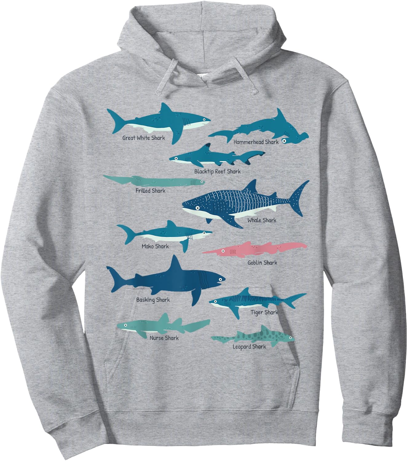 Types Of Sharks Educational Collection Marine Biologists Hoodie - Hoodie | Ash
