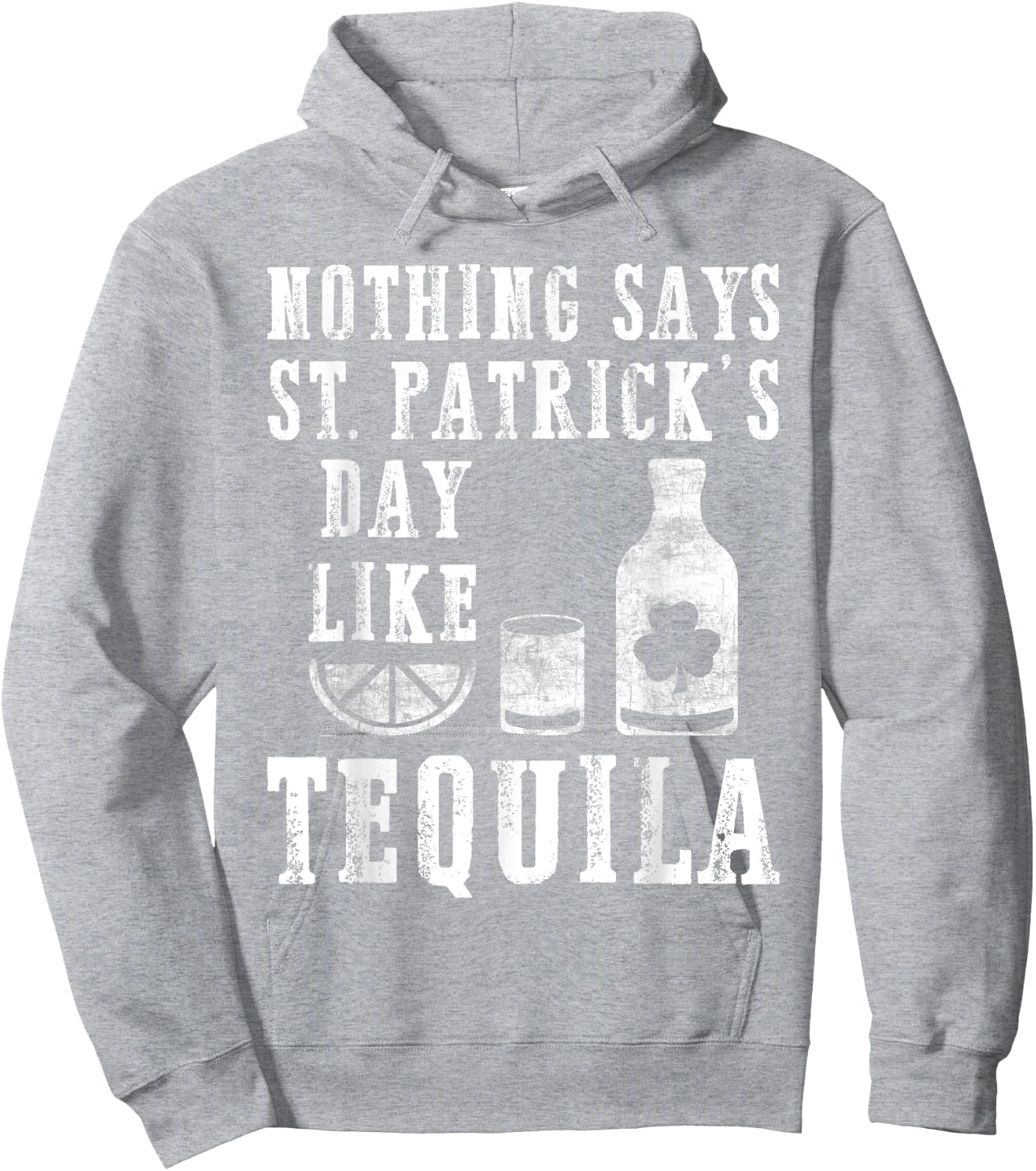 St. Patrick's Day Men's Women's Green Tequila Irish Shamrock Hoodie - Hoodie | Ash