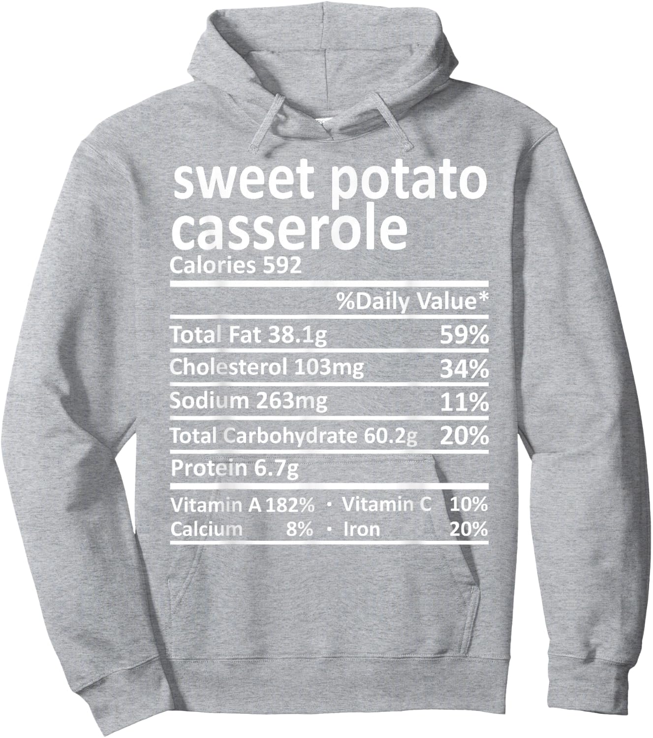 Sweet Potato Casserole Nutrition Thanksgiving Food Facts Hoodie - Hoodie | Ash