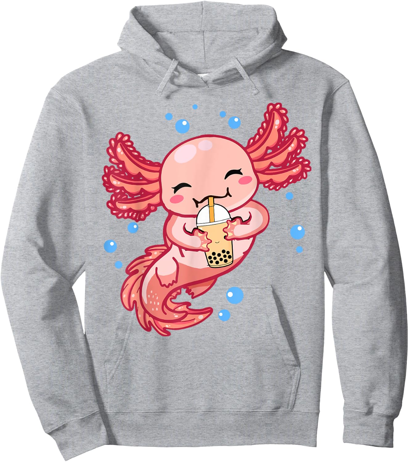 Cute Anime Axolotl Boba Bubble Tea Kids Girls Women Kawaii Hoodie - Hoodie | Ash