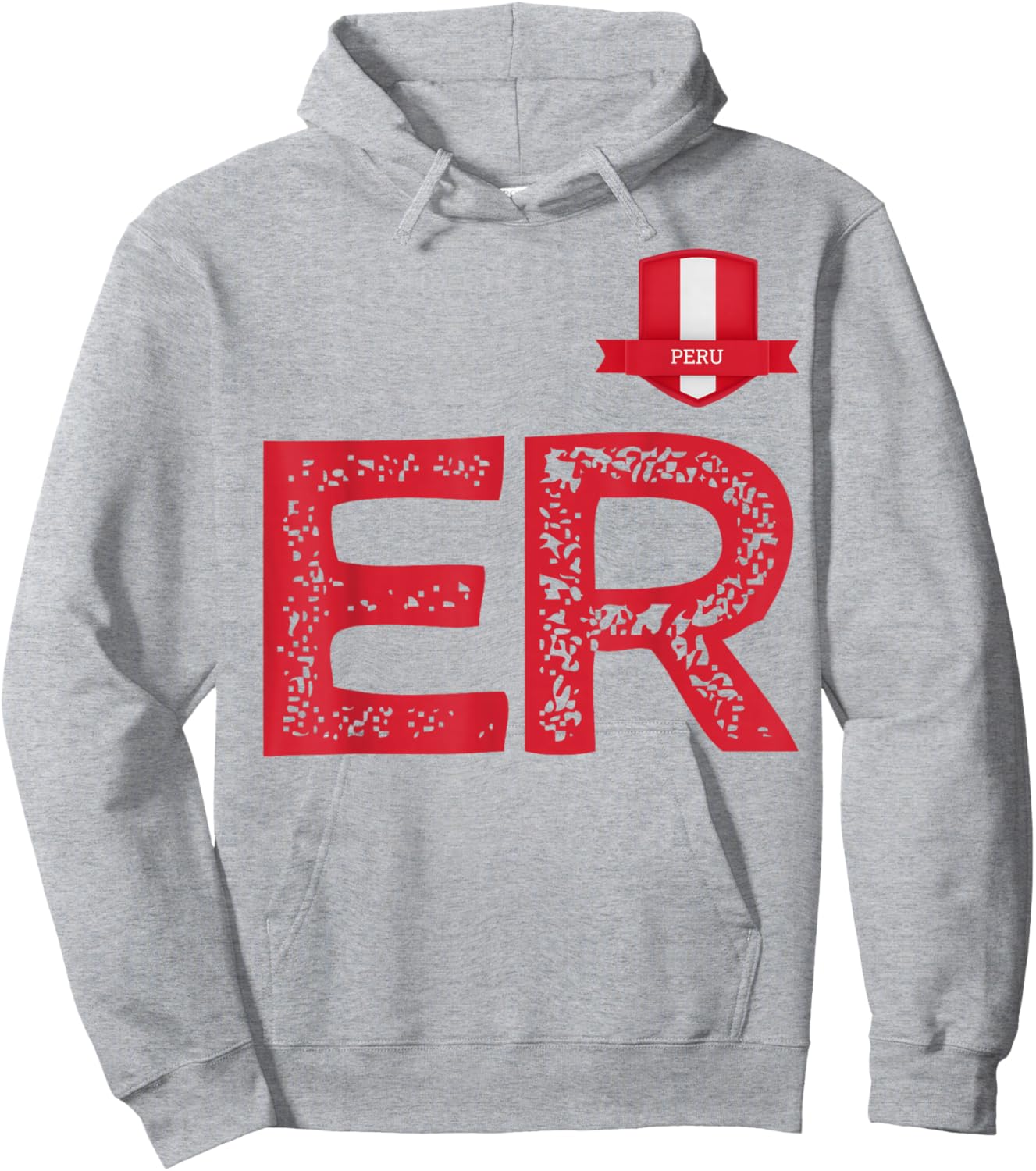 Peru Human Flag Letter E and Letter R Peru Hoodie - Hoodie | Ash