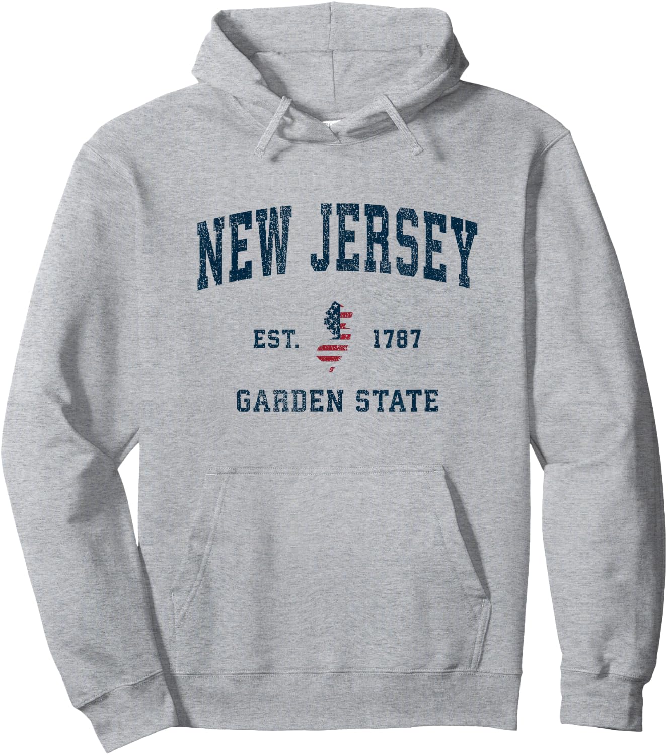 New Jersey Vintage American Flag USA Sports Design Hoodie - Hoodie | Ash