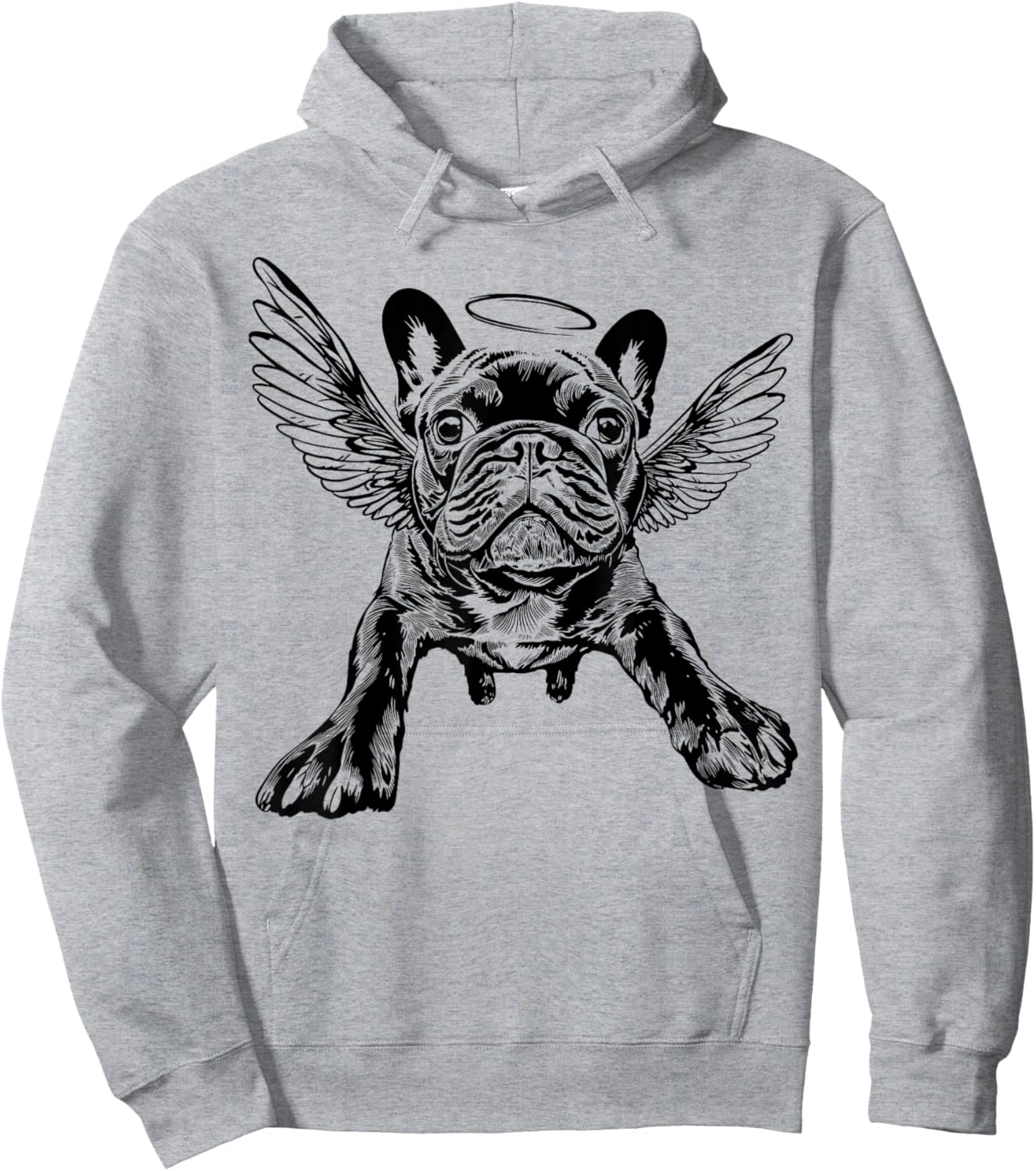 French Bulldog with Wings Cute Frenchie Bulldog Angel Outfit Hoodie - Hoodie | Ash