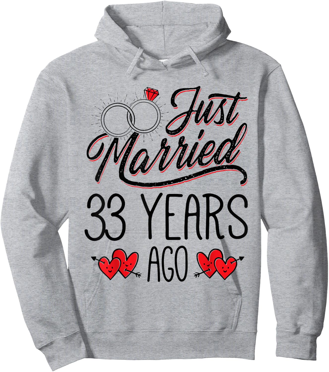 Just Married 33 Years Ago Funny Couple 33rd Anniversary Hoodie - Hoodie | Ash