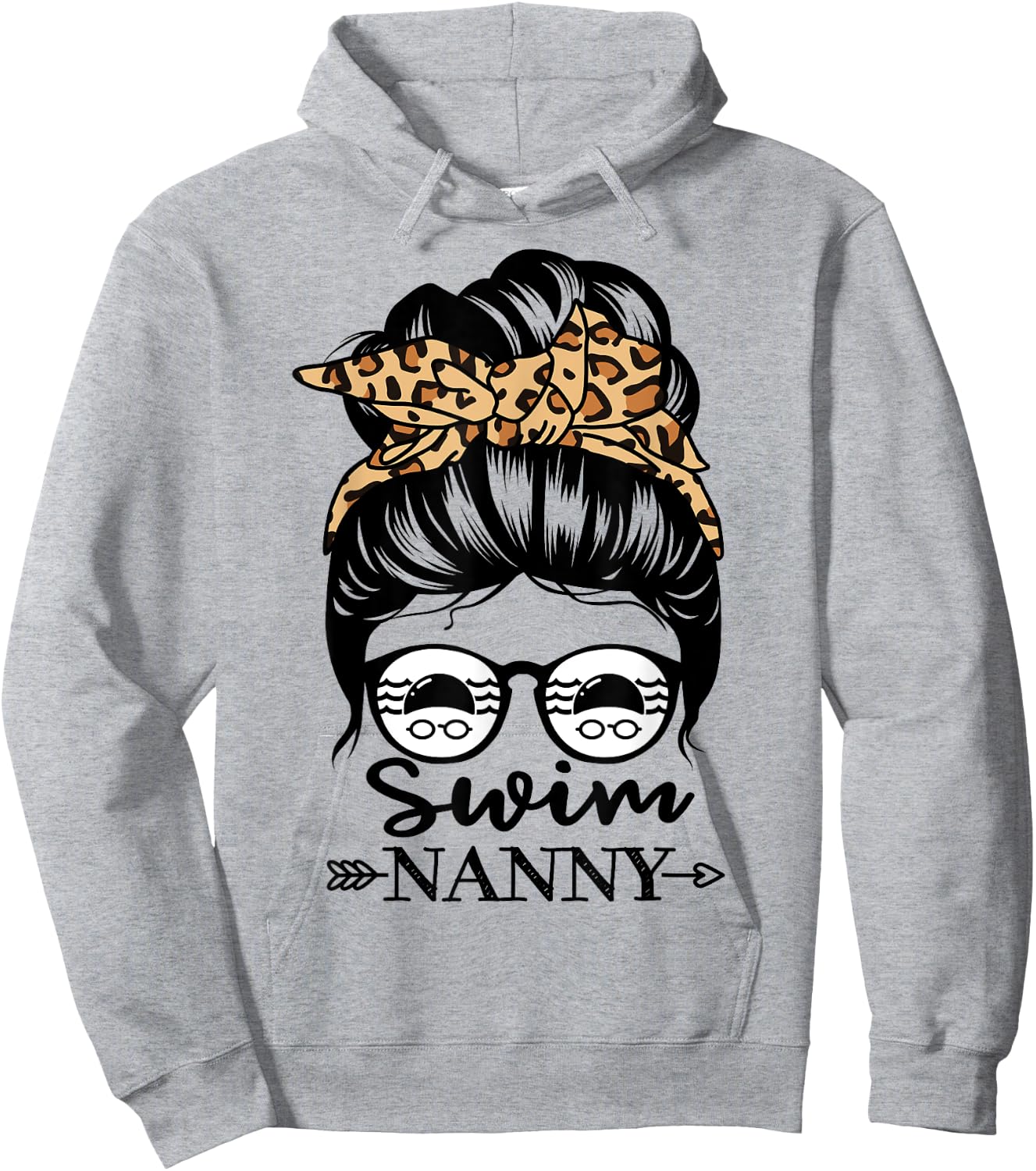 Swim Nanny Messy Bun Hair Funny Swimmer Hoodie - Hoodie | Ash