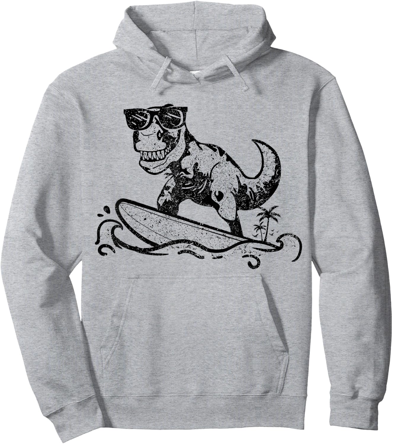 Funny Dinosaur Surfing Surf Surfer Hawaii T-Rex Dino Lover Hoodie - Hoodie | Ash