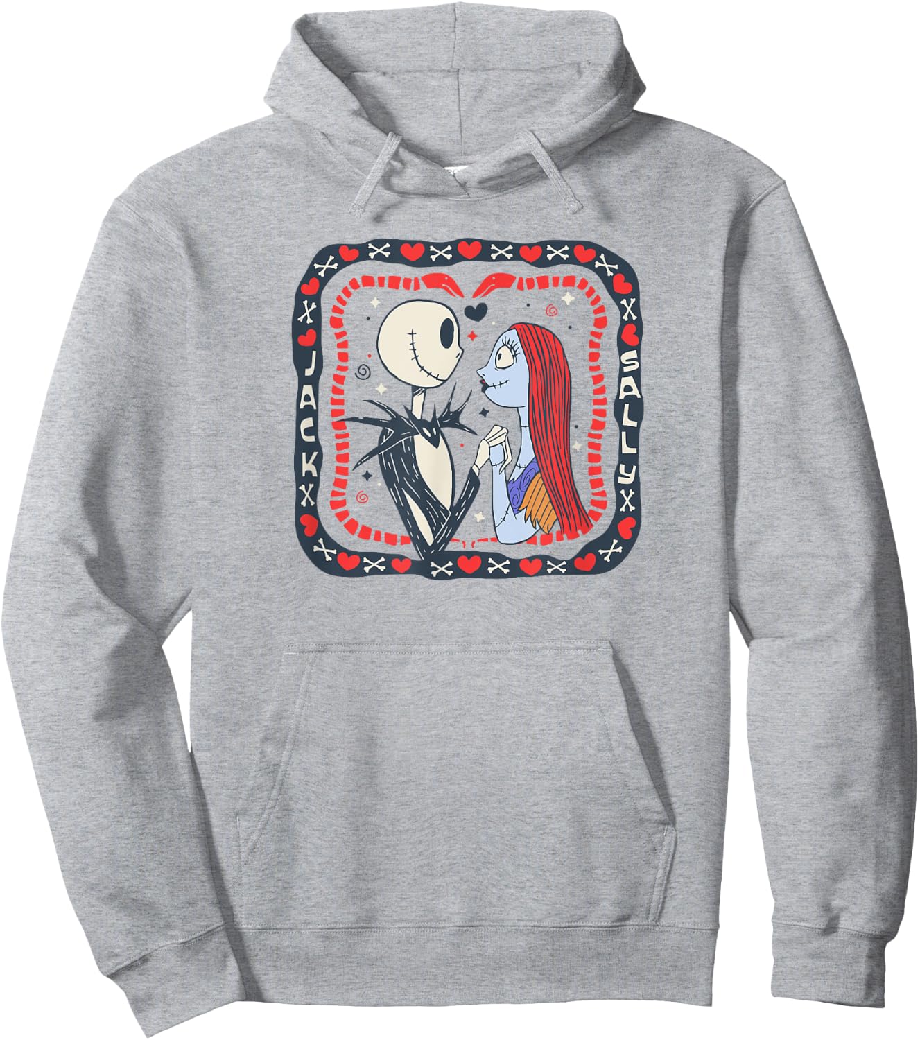 Amazon Essentials Nightmare Before Christmas Jack and Sally Valentine's Day Hoodie - Hoodie | Ash