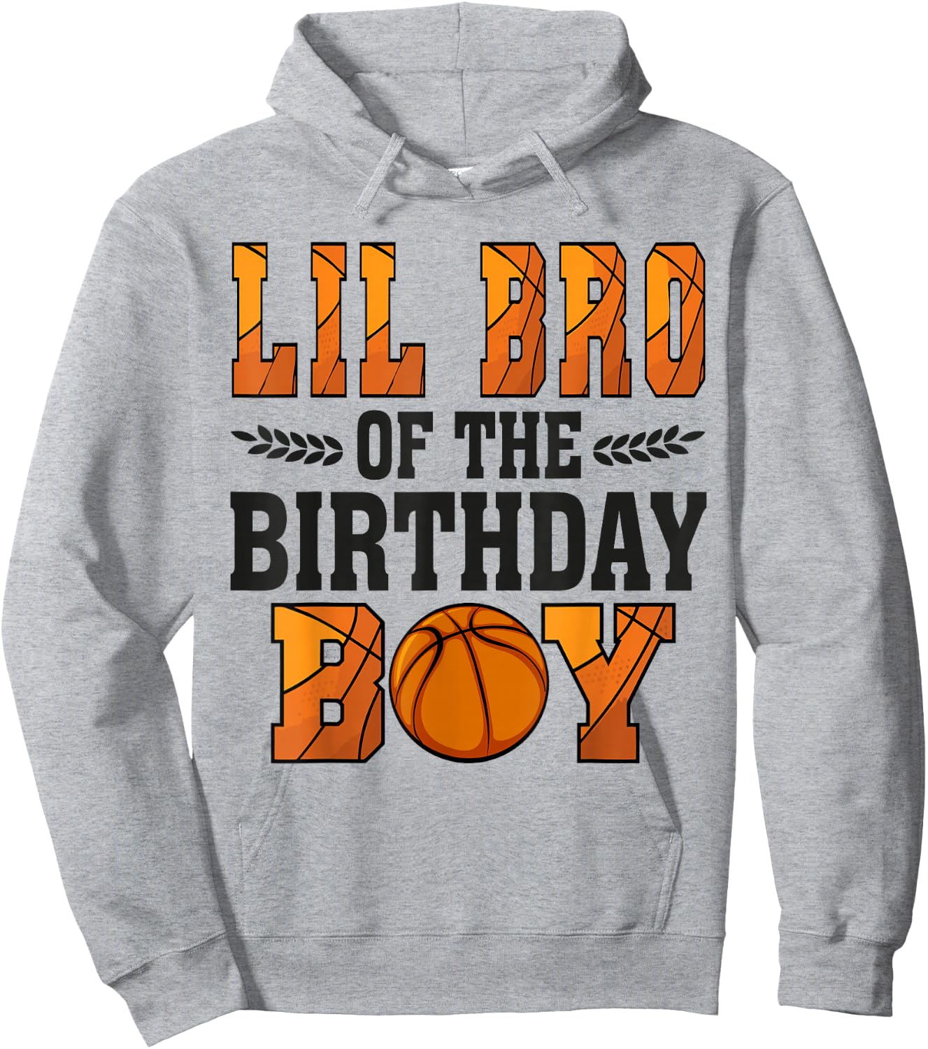Lil Bro Of The Birthday Boy Basketball Brother 1st Bday Hoodie - Hoodie | Ash