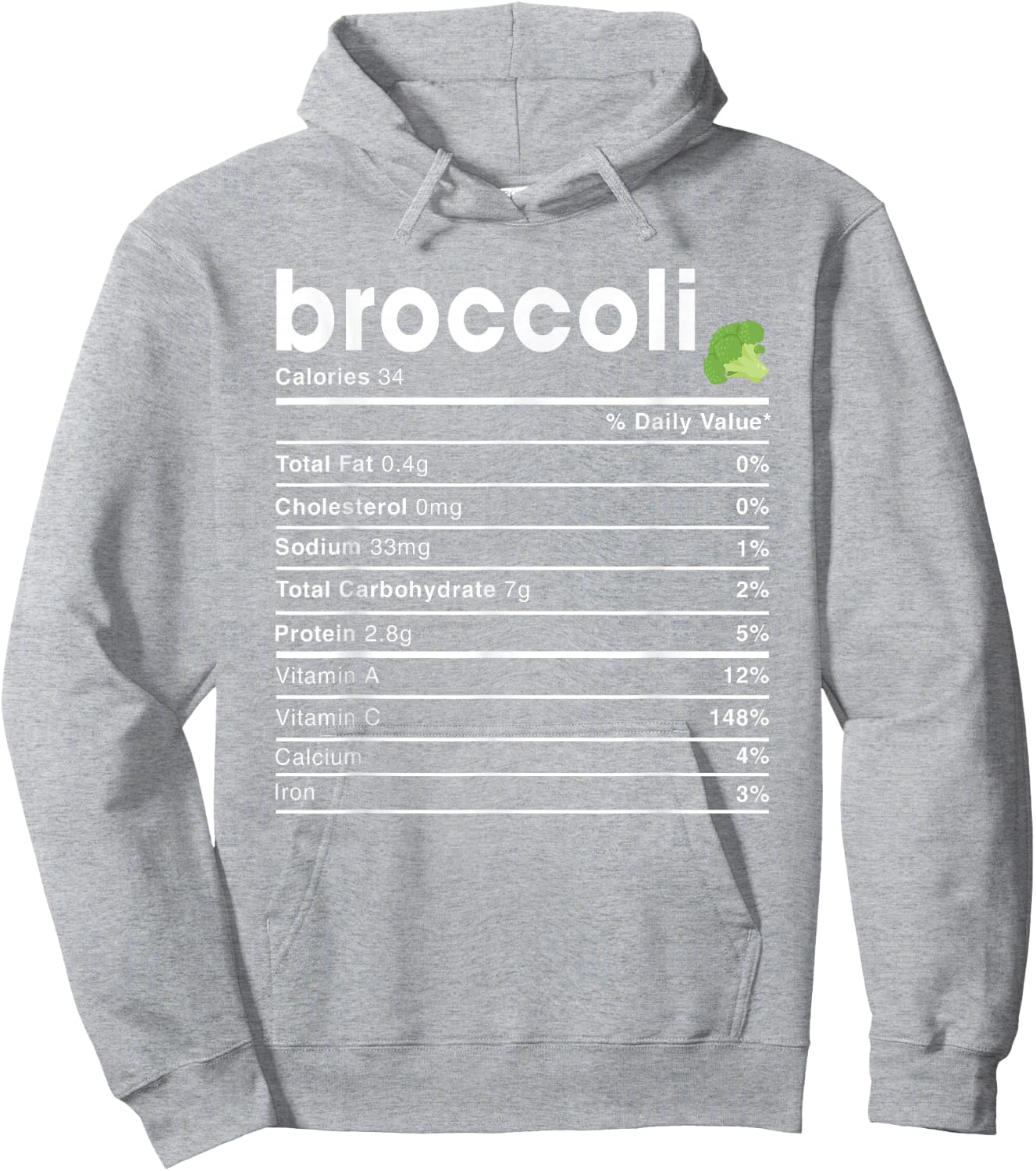Broccoli Nutrition Facts Hoodie - Hoodie | Ash