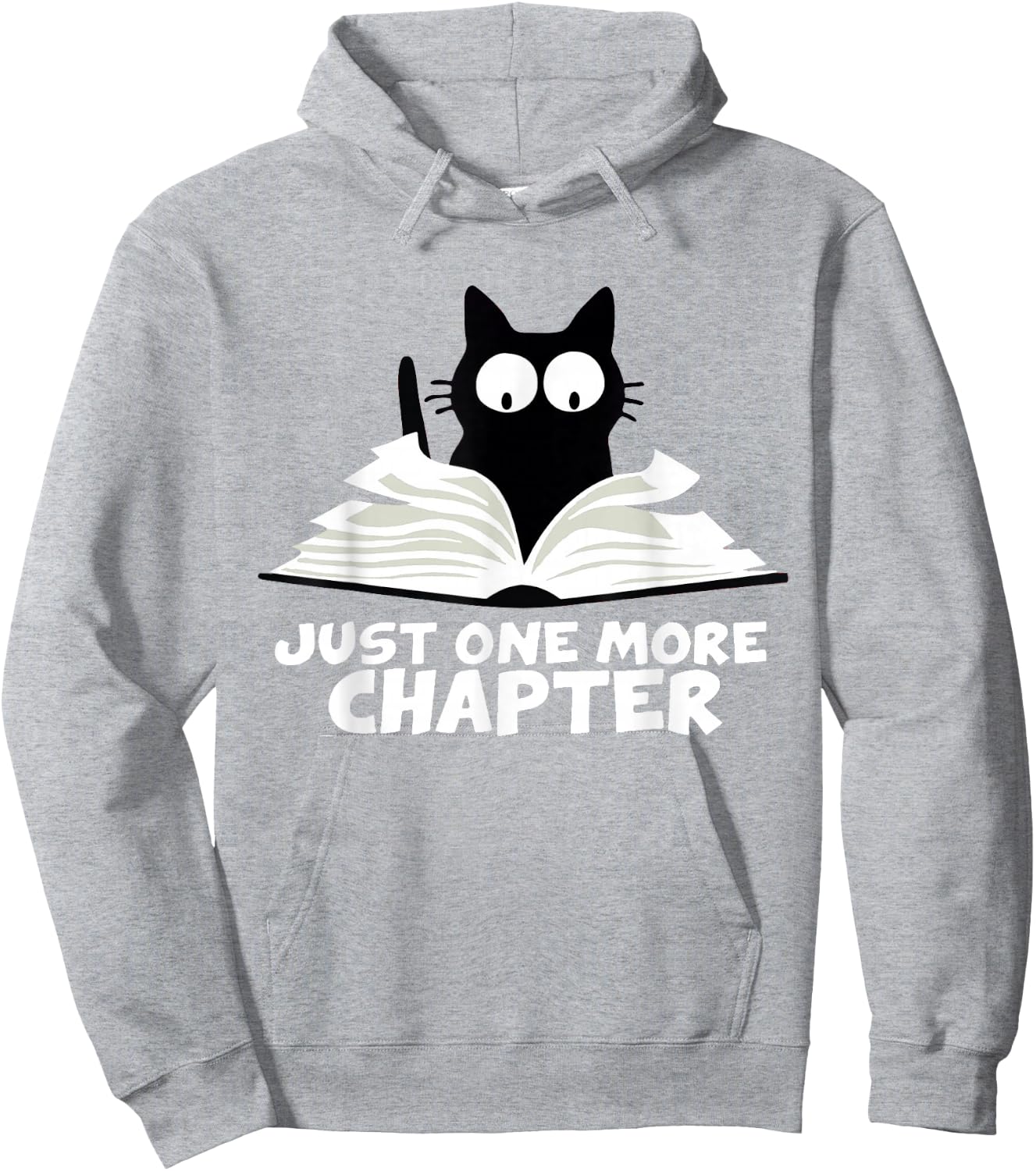 Just One More Chapter Cat Funny Love Cat Black Book Hoodie - Hoodie | Ash