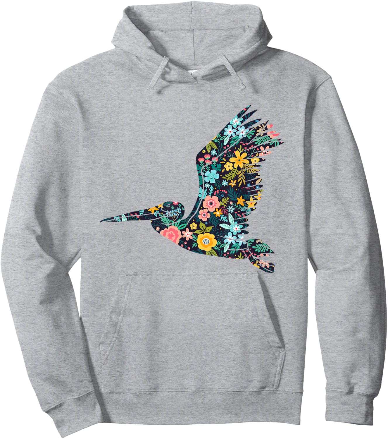 Floral Pelican Silhouette Girls Graphic Hoodie - Hoodie | Ash